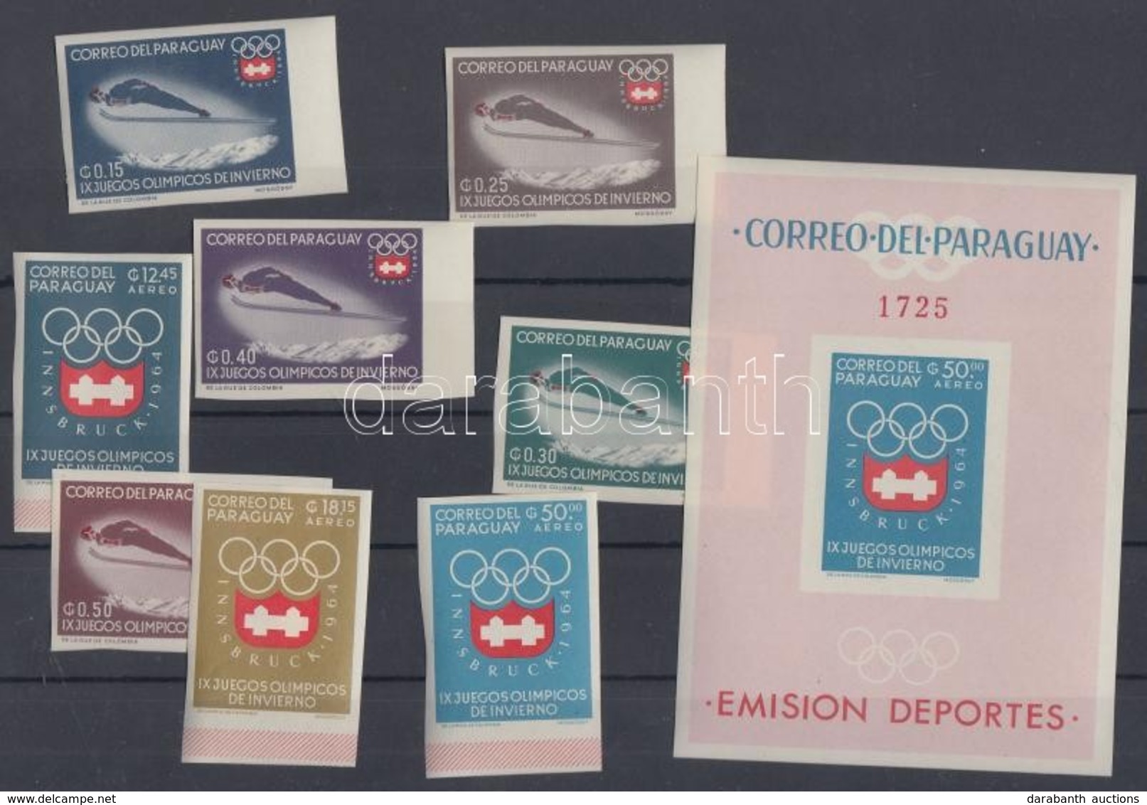 ** 1963 Téli Olimpia: Innsbruck ívszéli Vágott Sor Mi 1257-1264 + Blokk Mi 49 - Other & Unclassified