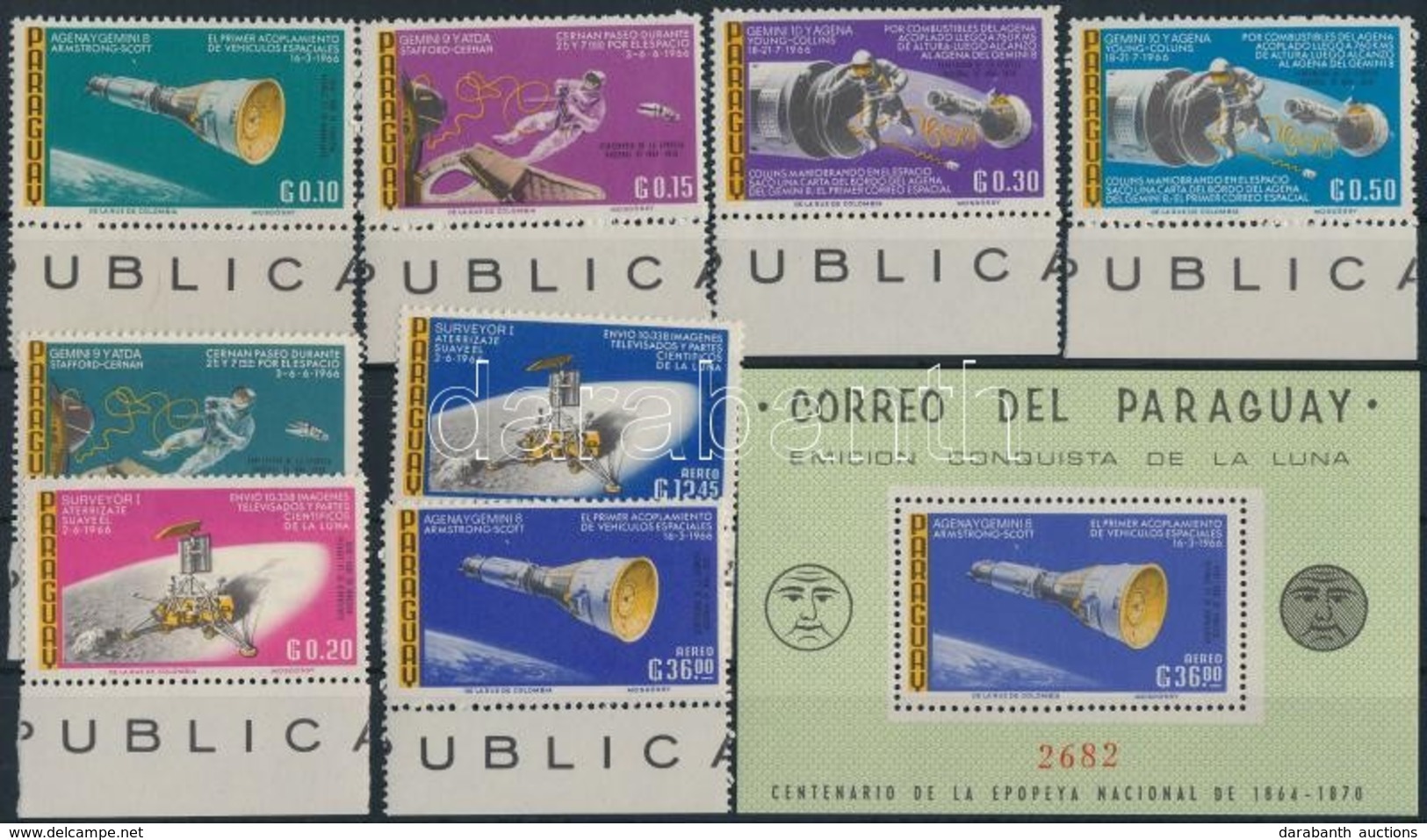 ** 1966 Űrutazás ívszéli Sor Mi 1618-1625 + Blokk Mi 89 - Other & Unclassified