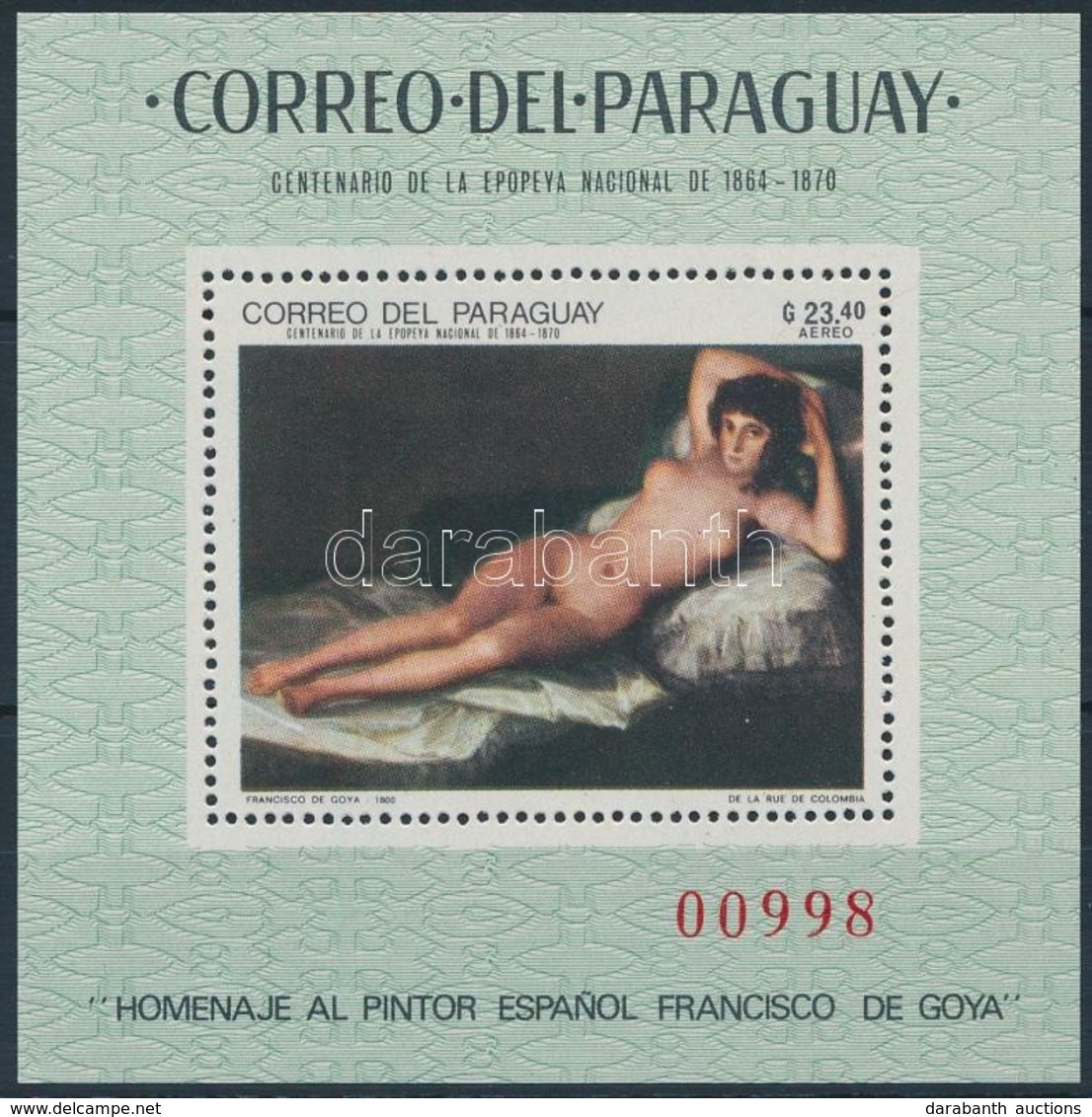 ** 1969 Goya Festmény Blokk,
Goya Painting Block
Mi 132 - Otros & Sin Clasificación