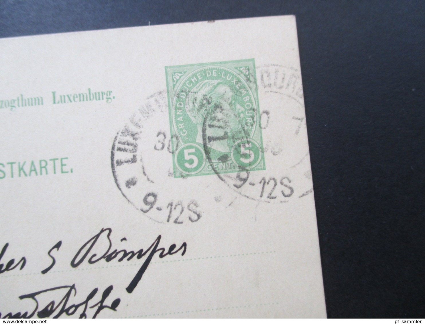 Luxemburg 1903 Ganzsache Stempel Luxembourg Nach Vahr Rheinland Mit Ak Stempel Firmenkarte - Postwaardestukken