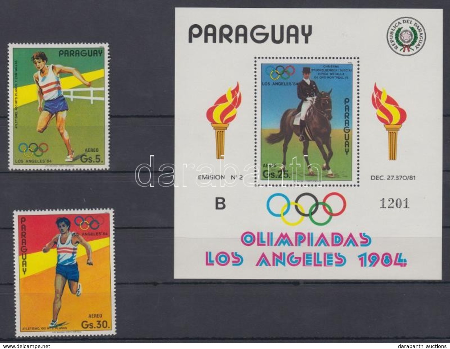 ** 1984 Nyári Olimpia, Los Angeles Mi 3716+3718 + Kisív 3717 + Blokk 395 - Otros & Sin Clasificación