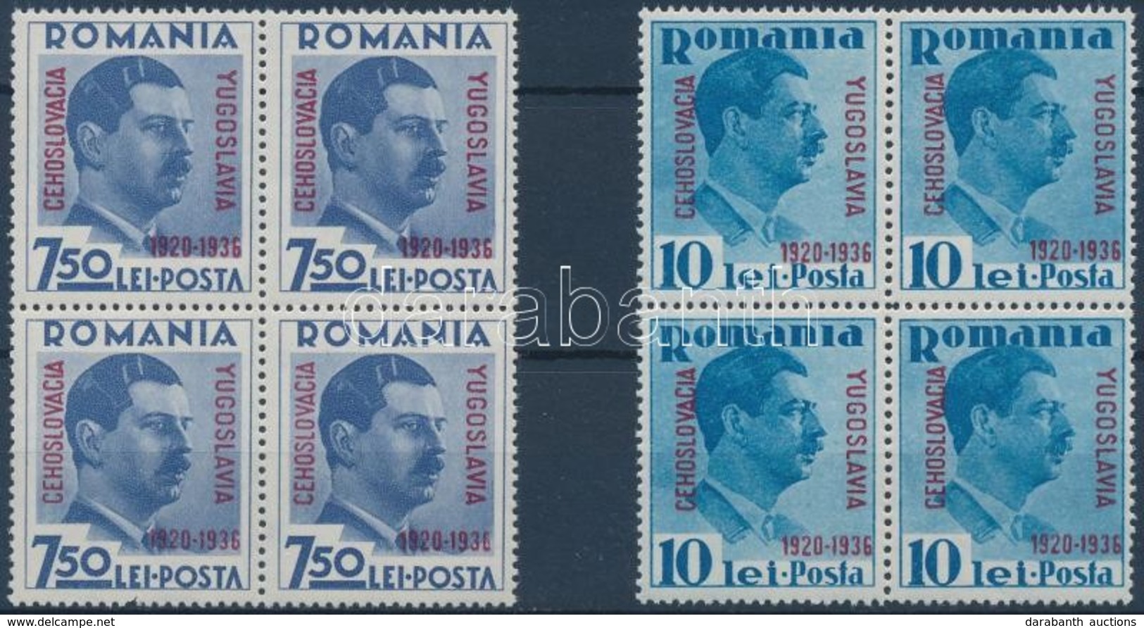 ** 1936 Kisantant Felülnyomott Sor Négyestömbökben Mi 522-523 - Other & Unclassified