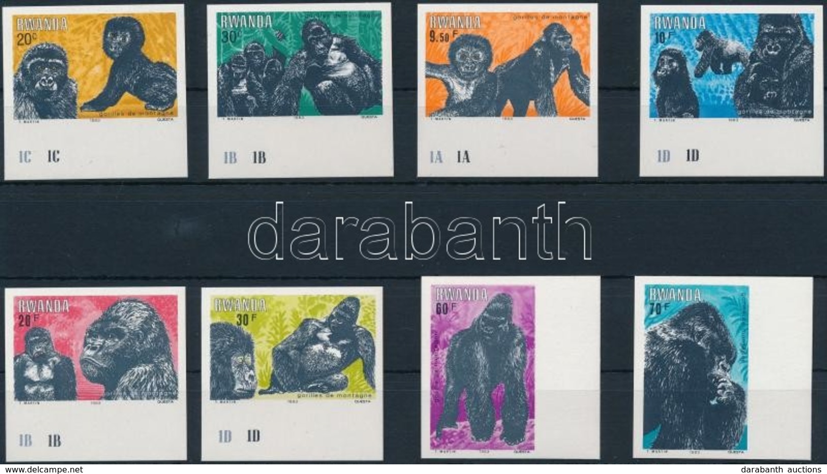 ** 1983 Gorilla Vágott Sor Mi 1242-1249 B - Sonstige & Ohne Zuordnung