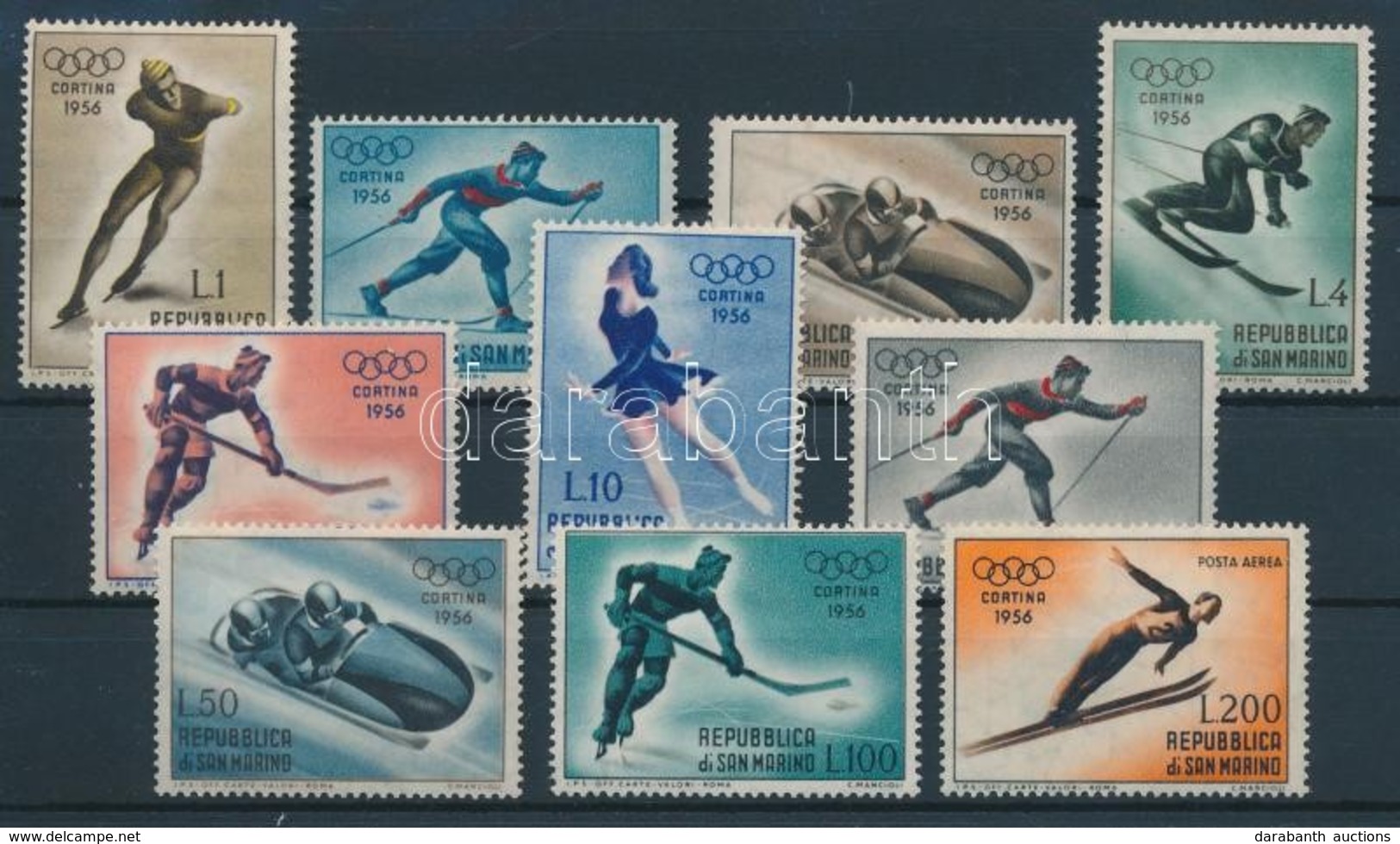 ** 1955 Téli Olimpiai Játékok, Cortina D'Ampezzo Sor Mi 535-544 - Other & Unclassified