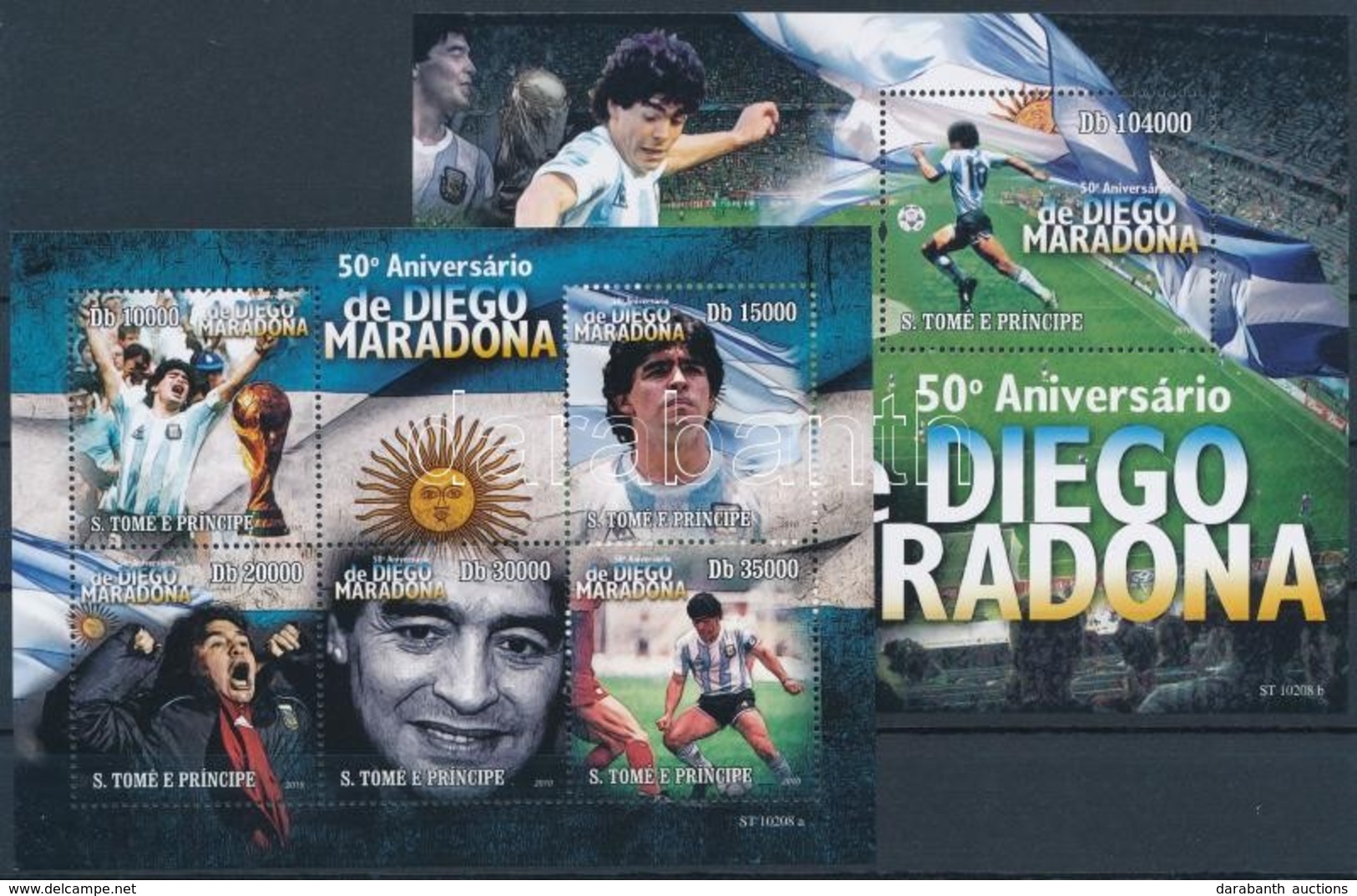 ** 2010 50 éve Született Diego Maradona Kisív Mi 4400-4404 + Blokk Mi 758 - Otros & Sin Clasificación