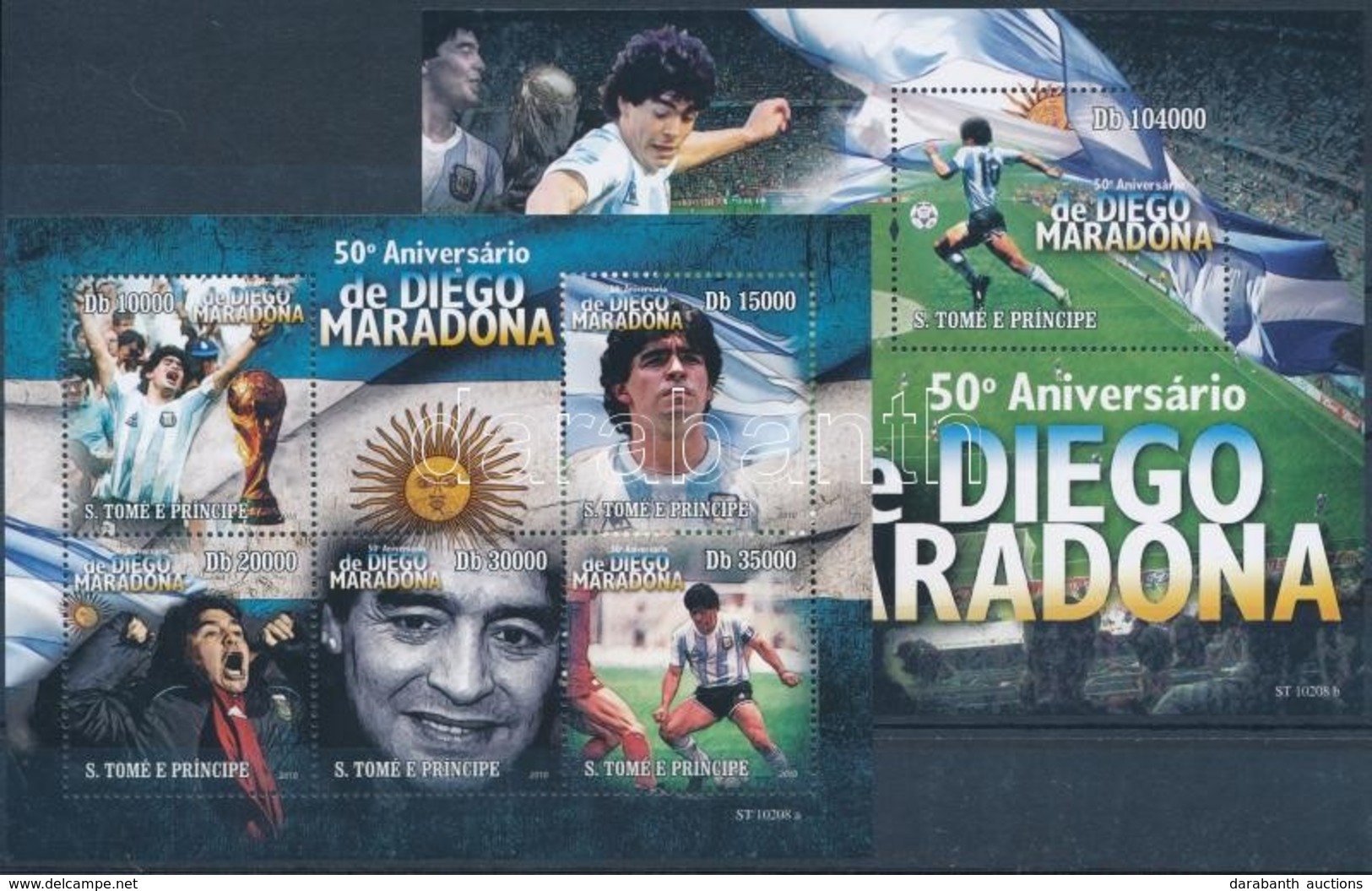 ** 2010 50 éve Született Diego Maradona Kisív Mi 4400-4404 + Blokk Mi 758 - Otros & Sin Clasificación
