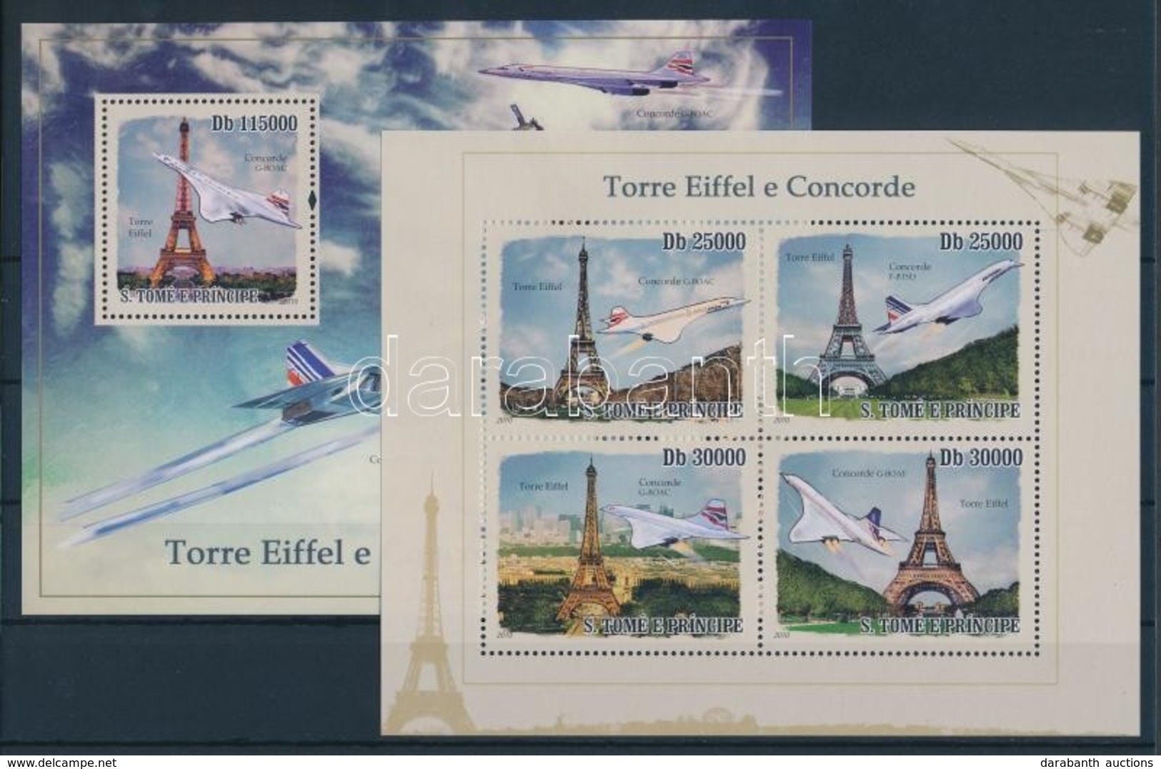 ** 2010 A Concorde Repülő és Az Eiffel Torony Kisív Mi 4373-4376 + Blokk Mi 753 - Otros & Sin Clasificación