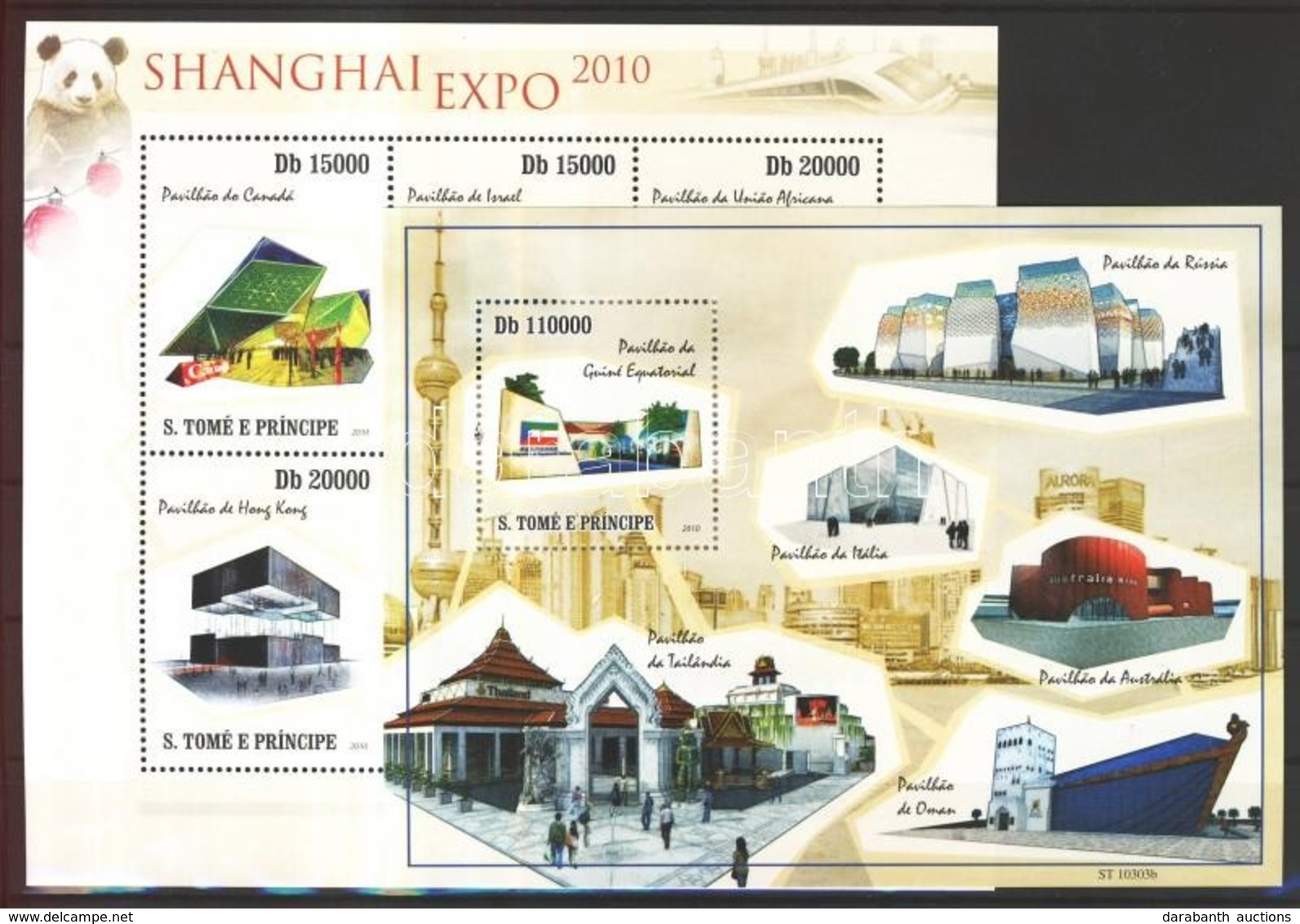 ** 2010 Shanghai EXPO Kiállítási Pavilonok Kisív Mi 4522-4527 + Blokk Mi 777 - Otros & Sin Clasificación