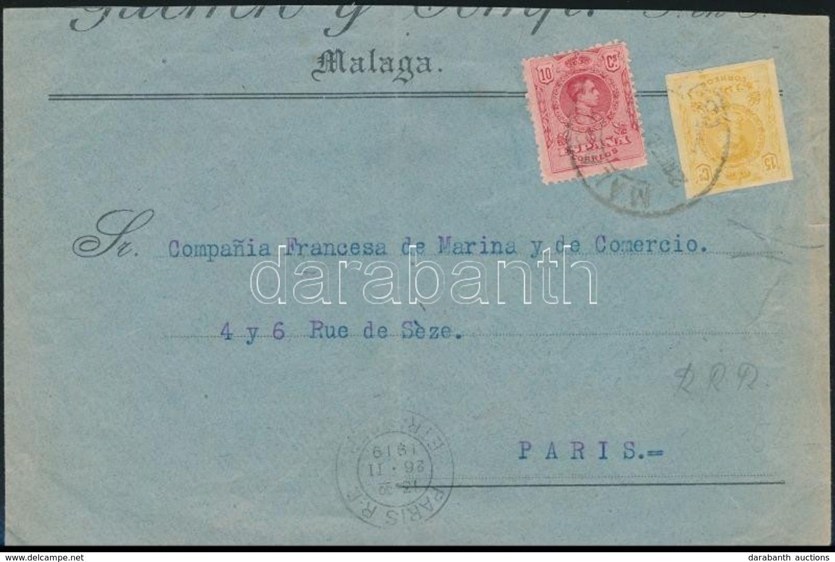 1919 Vágott 15c Bélyeg Levélen Párizsba,
Imperforate 15c Stamp On Cover To Paris - Otros & Sin Clasificación