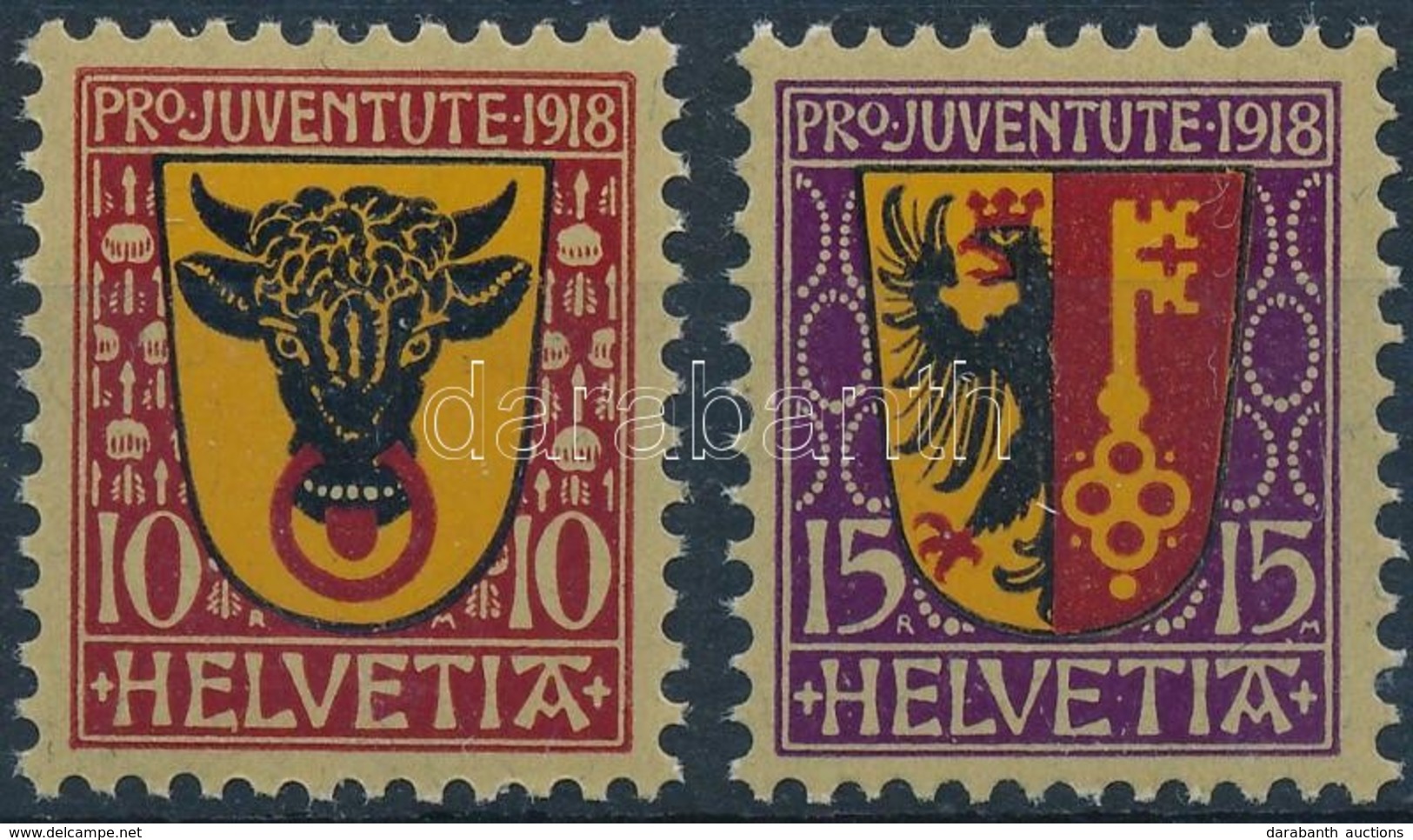 ** 1918 Pro Juventute: Címer (I). Sor Mi 143-144 - Other & Unclassified