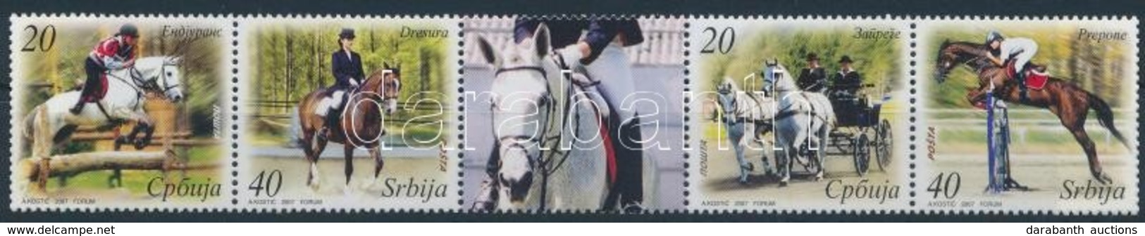 ** 2007 Lovak ötöscsík Szelvénnyel,
Horses Stripe Of 5 With Tab
Mi 206-209 - Other & Unclassified