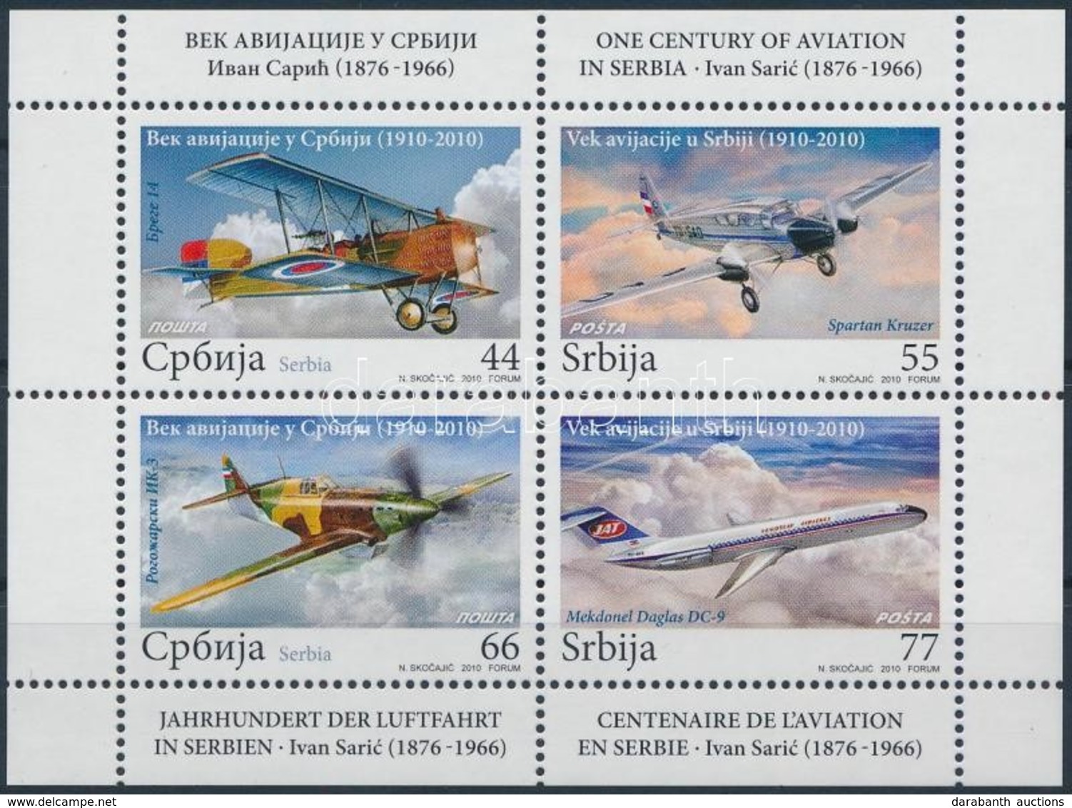 ** 2010 Repülés Bélyegfüzet Lap,
Aviation Stamp-booklet Sheet
Mi 381-384 - Otros & Sin Clasificación