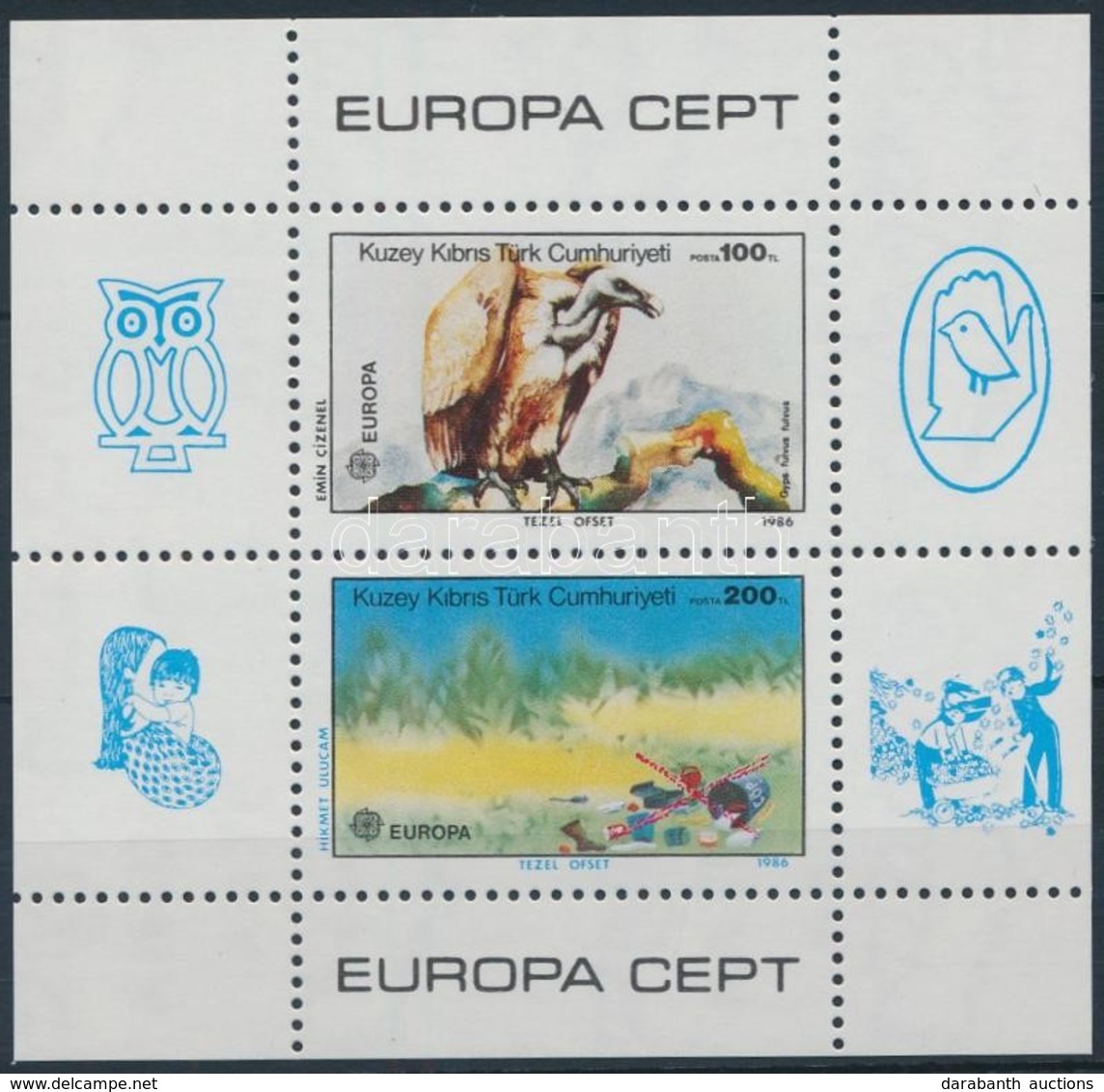 ** 1986 Europa CEPT: Természet- és Környezetvédelem Blokk,
Europa CEPT: Nature And Environmental Protection Block
Mi 5 - Other & Unclassified