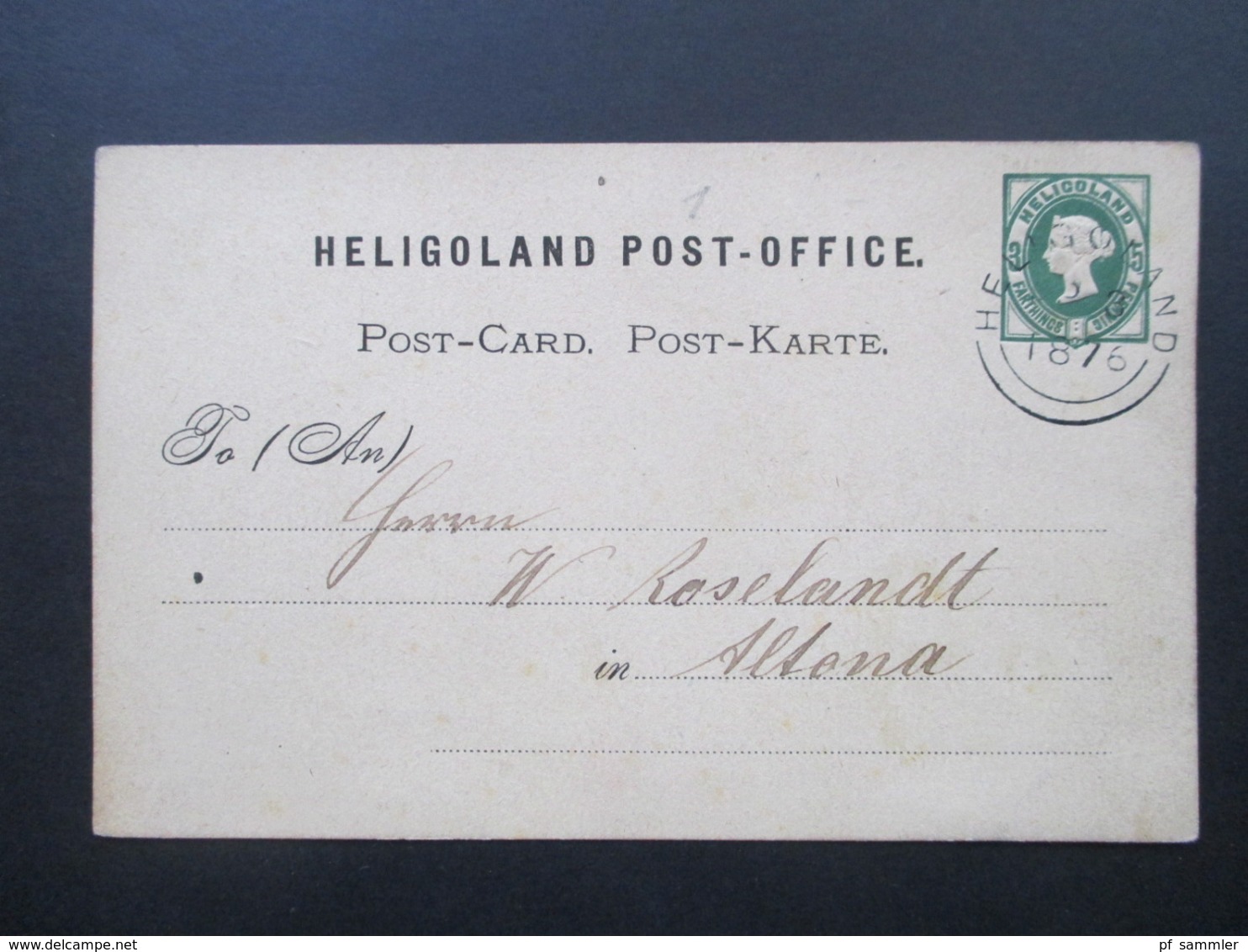 Altdeutschland Helgoland 1876 P 1 3 F/5PF Heligoland Nach Altona Aus Dem Bedarf! - Helgoland