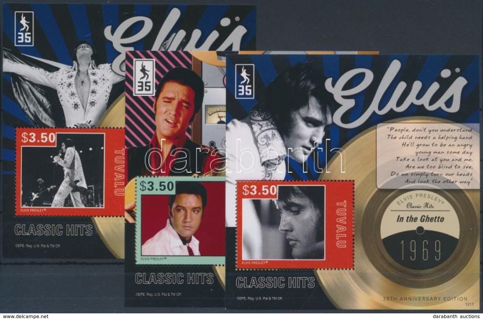 ** 2012 Elvis Presley 3 Klf Blokk Mi 183-185 - Sonstige & Ohne Zuordnung