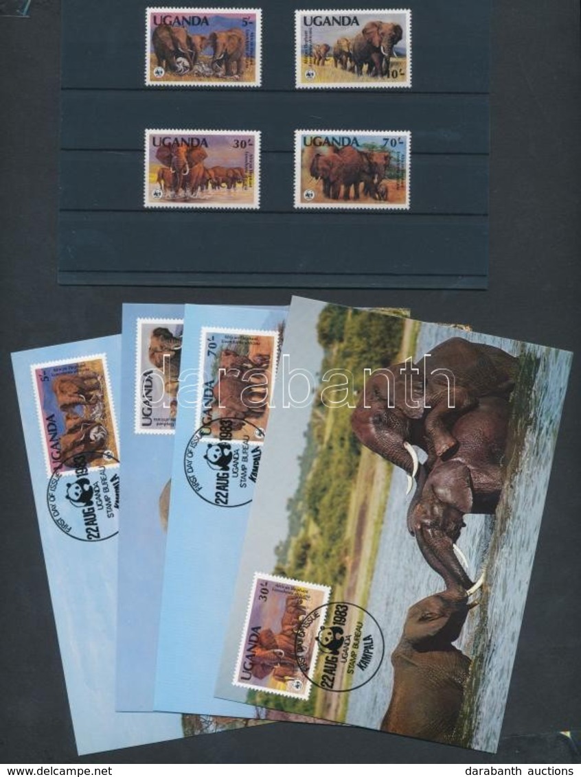 ** 1983 WWF: Afrikai Elefánt Sor Mi 361-364 + 4 Db FDC + 4 Db CM - Sonstige & Ohne Zuordnung