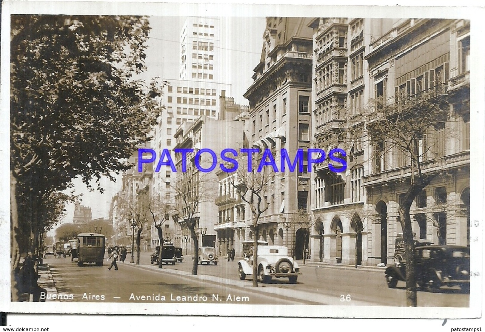 124045 ARGENTINA BUENOS AIRES AVENIDA LEANDRO N. ALEM & TRANVIA CIRCULATED TO PERU  POSTAL POSTCARD - Belice