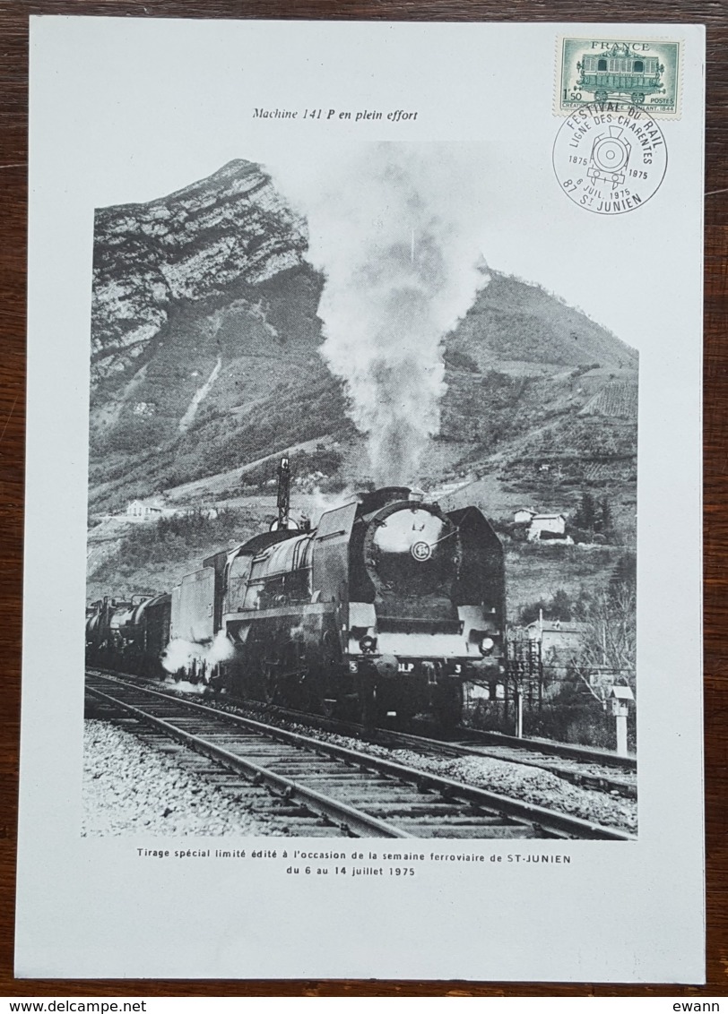 YT N°609 Sur Document - FESTIVAL DU RAIL / LIGNE DES CHARENTES - ST JUNIEN - 1975 - Trenes