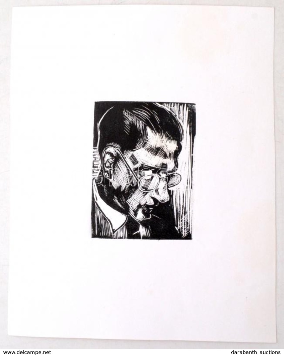 Élesdy István (1912-1987): Szabó Lörinc. Fametszet, Papír, Jelzés Nélkül, 7×5  Cm - Otros & Sin Clasificación