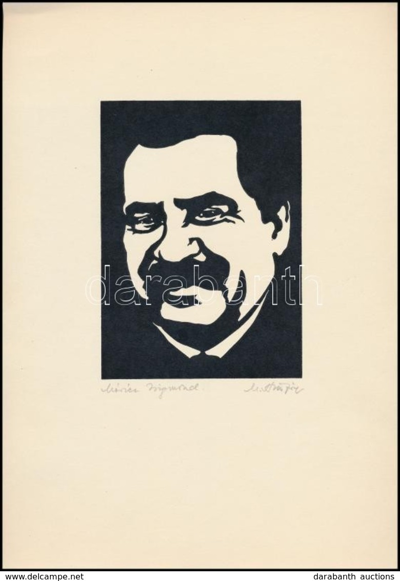 M. Kiss József (1935-1999): Móricz Zsigmond. Fametszet, Papír, Jelzett, 14×10 Cm - Other & Unclassified