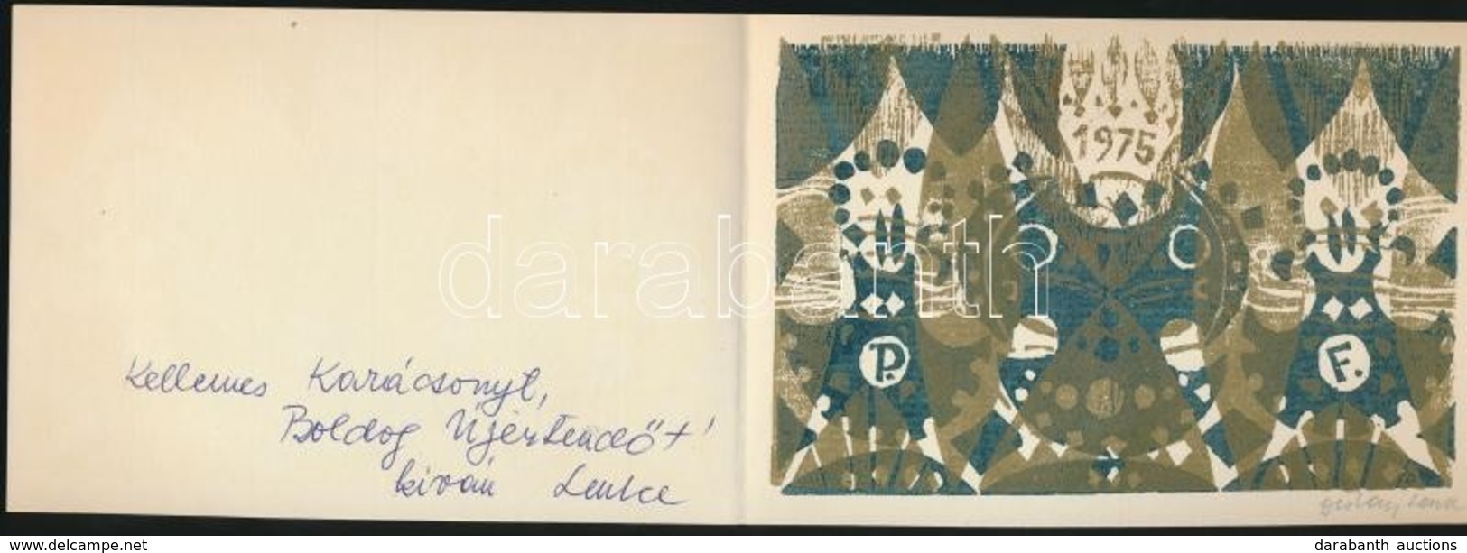 Diskay Lenke (1924-1980): Buék 1975. Színes Linó, Papír, Jelzett, 9×13 Cm - Other & Unclassified