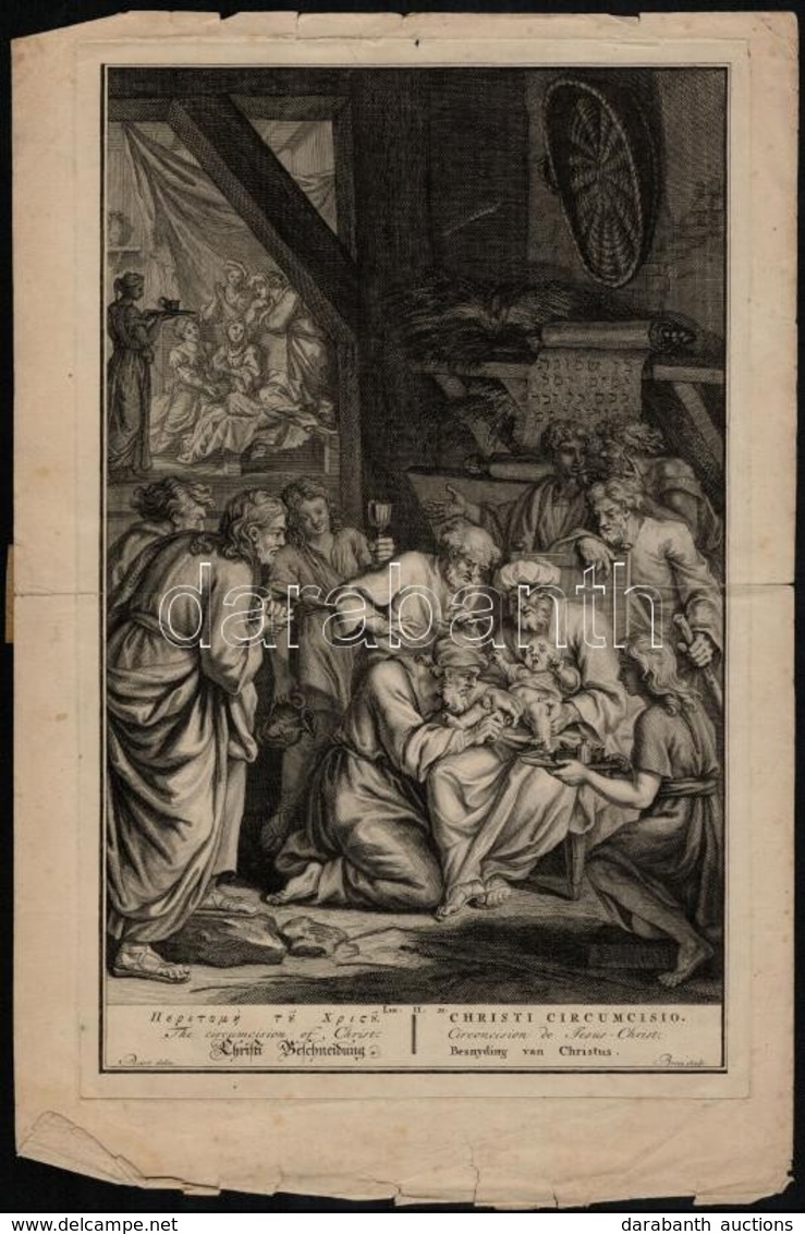 Bernard Picart 1673-1733): Krisztus Körülmetélése. Rézmetszet. Jelzett A Dúcon. / Circumcision Of Christ.  Engraving. Wi - Estampas & Grabados