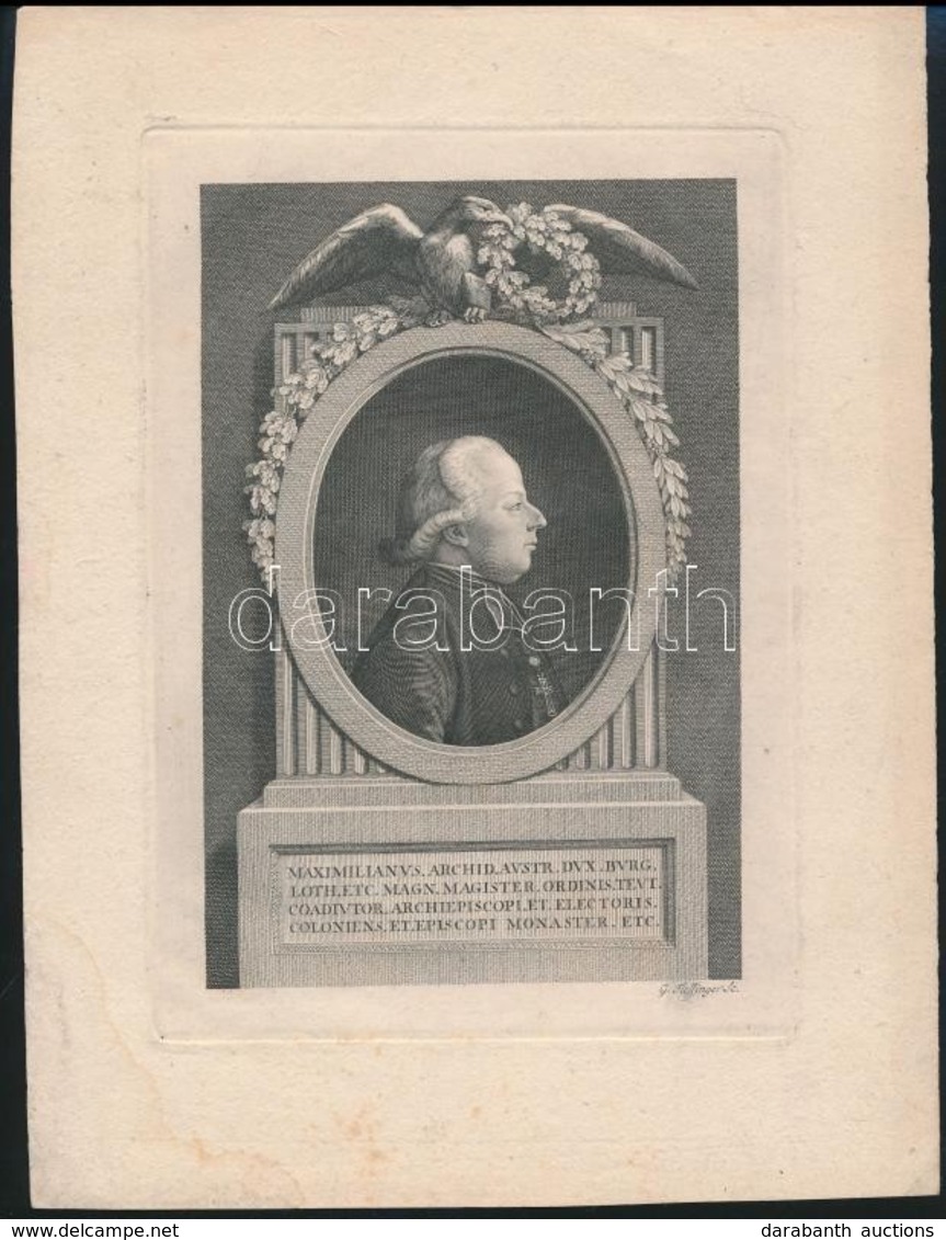 Maximilian Koronaherceg, Püspök, Rézmetszetű Portréja / Archduke Maximilian Francis Of Austria .(1715-1798) Copper Plate - Estampas & Grabados