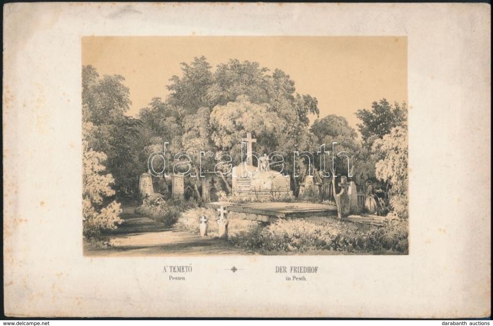 Cca 1850 A Temető Pesten  Litográfia Szerelmey M: Műhelyéből. Cca 1850 18x14 Cm - Prints & Engravings