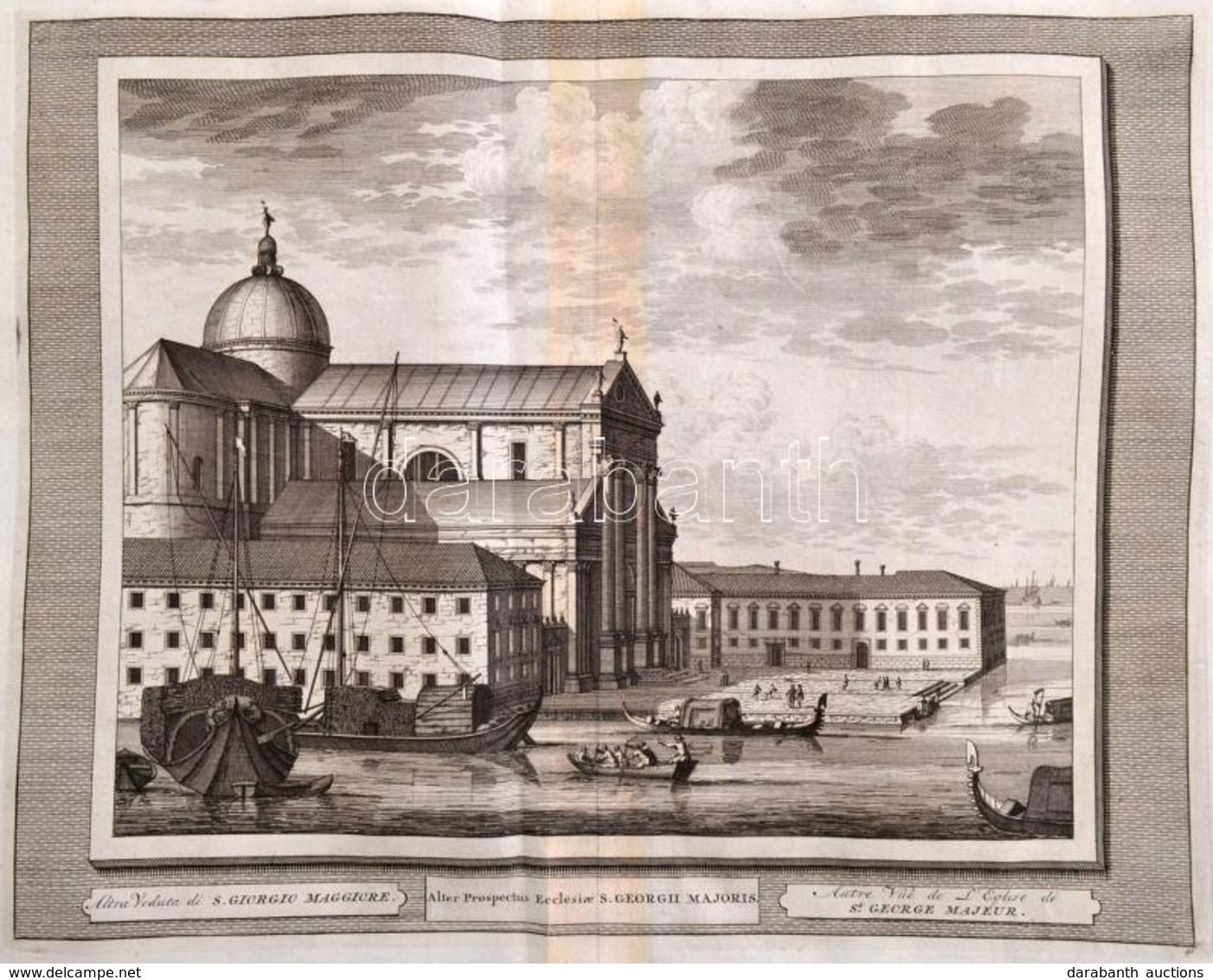 Cca 1715-1750 Domenico Lovisa (1690 K.-1750 K.): Velence: Ecclesia S. Georgii Majoris Rézmetszet, Papír, A Szerző Il Gra - Estampas & Grabados