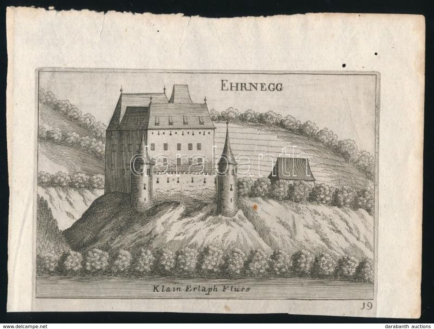 Cca 1750 Az Ehrneggi Kastély / Schloss Ehrnegg. Részmetszetű Illusztráció 15,5x10,5 Cm - Prints & Engravings
