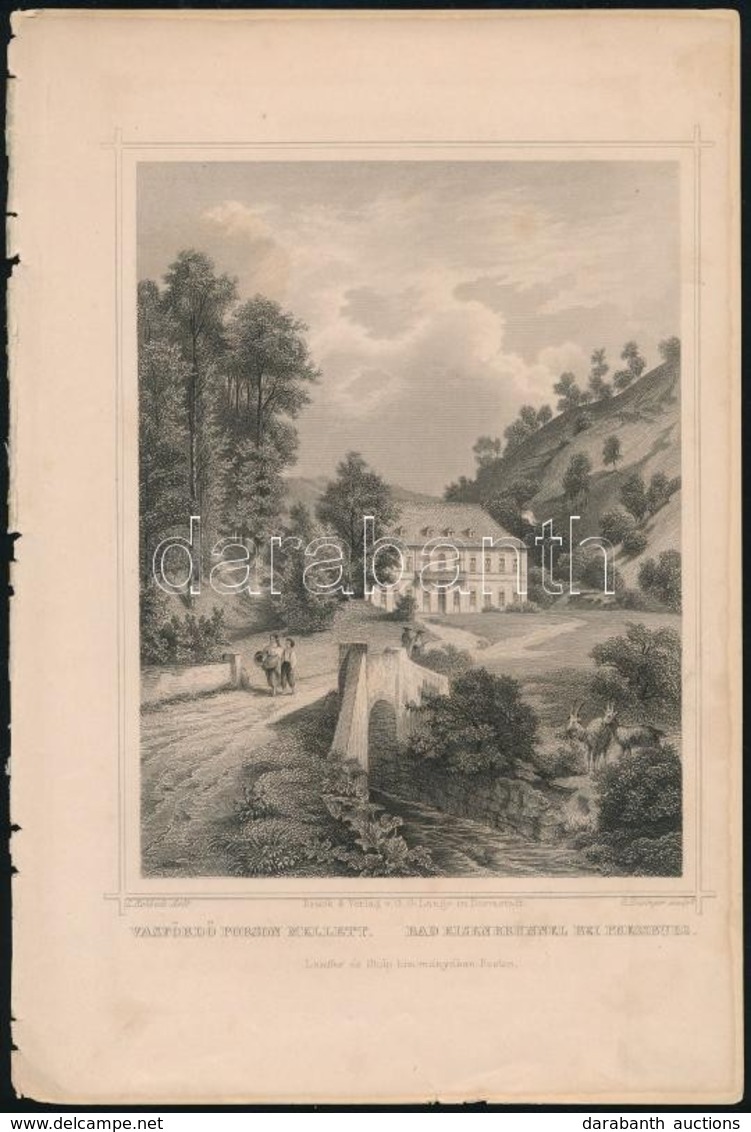 Cca 1860 Ludwig Rohbock (1820-1883): Vasfördő Porson (Pozsony) Mellett  / Pressburg. Acélmetszet. 17x14 Cm - Stiche & Gravuren