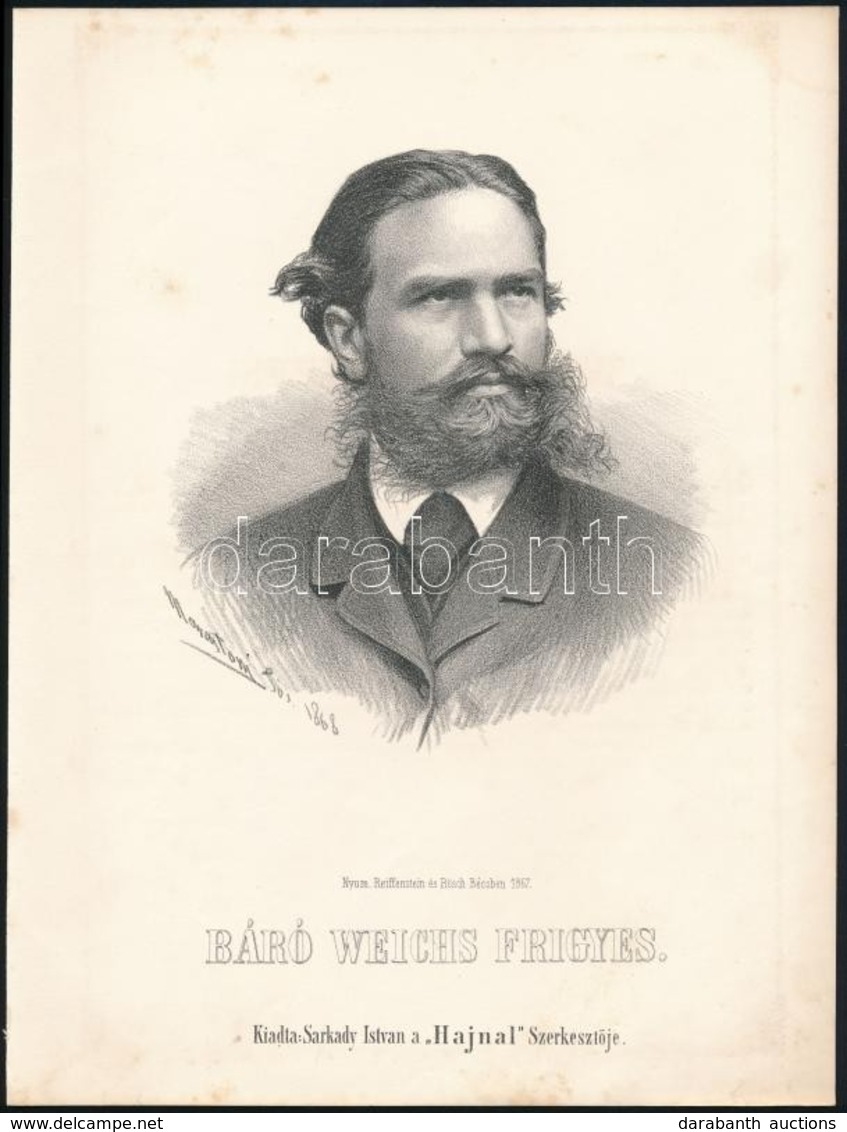 1867 Weichs Frigyes (1832-1873) Bajor Császári Kamarás.  Marastoni József Kőnyomatos Portréja / Count Friedrich Weichs.  - Estampas & Grabados