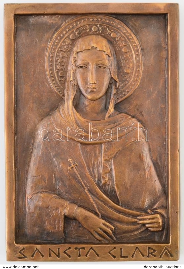 Szent Klára, Jelzetlen Kisplasztika, Bronz, 21×14 Cm - Other & Unclassified