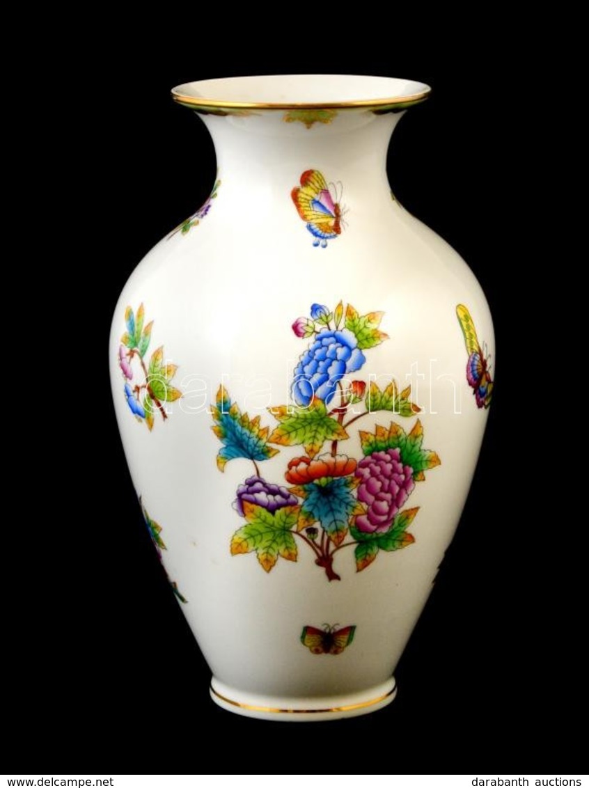 Herendi Viktória Mintás Porcelán Váza, Kézzel Festett, Jelzett, Apró Kopásnyomokkal, M: 23 Cm - Other & Unclassified