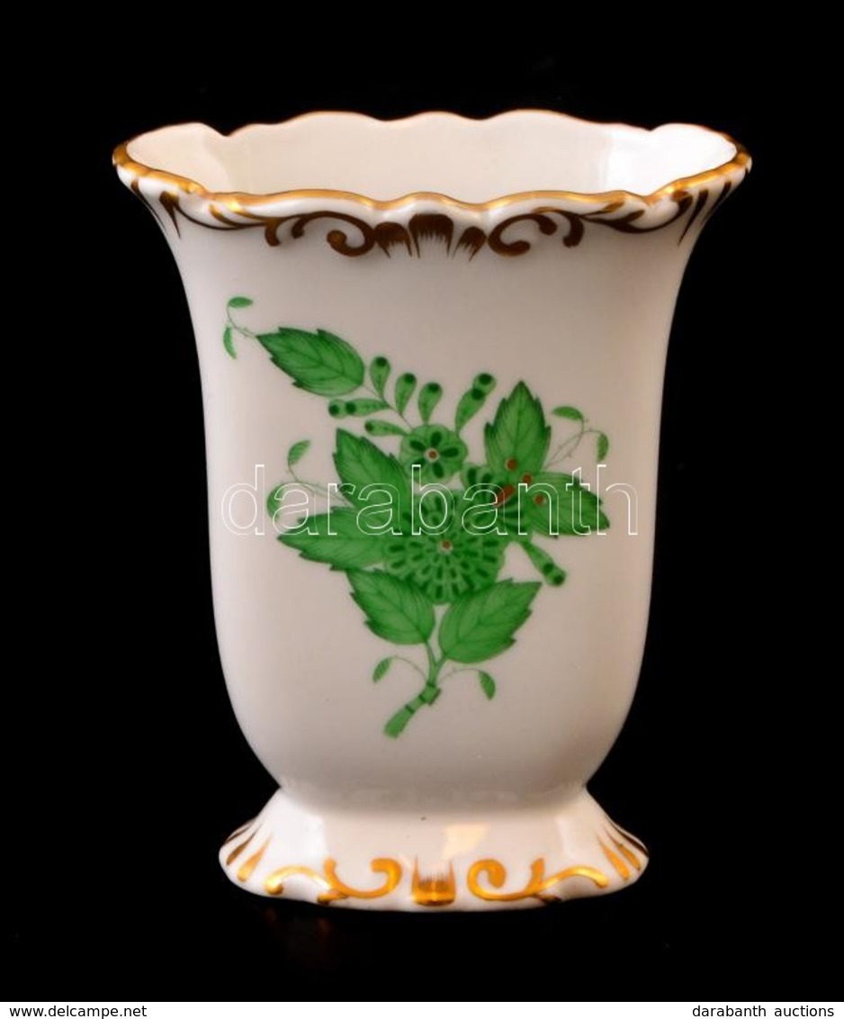 Herendi Apponyi Mintás Porcelán Mini Váza, Kézzel Festett, Jelzett, Hibátlan, M: 9 Cm - Other & Unclassified