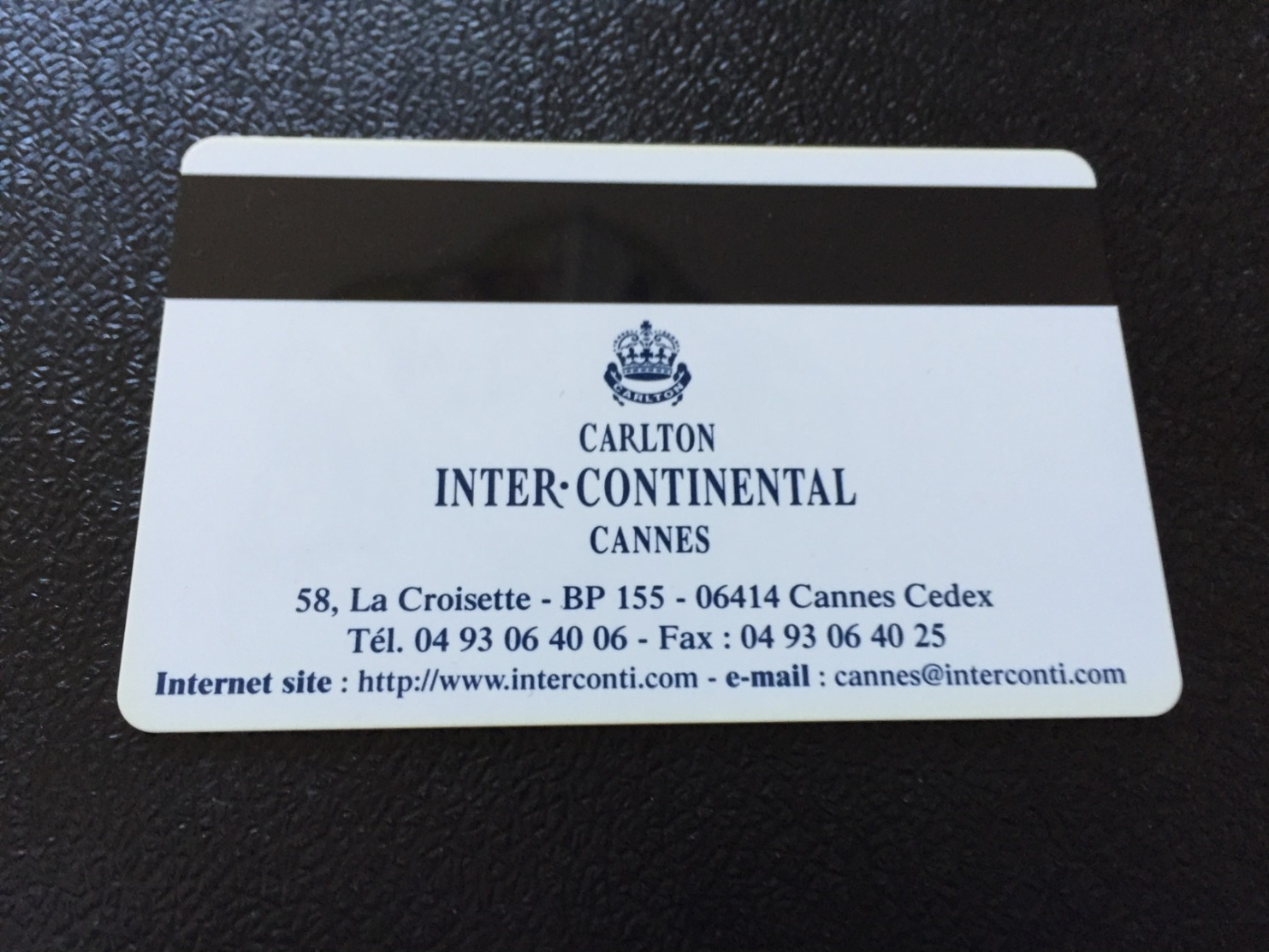 Hotelkarte Room Key Keycard Clef De Hotel Tarjeta Hotel  CARLTON INTER-CONTINENTAL CANNES - Non Classés