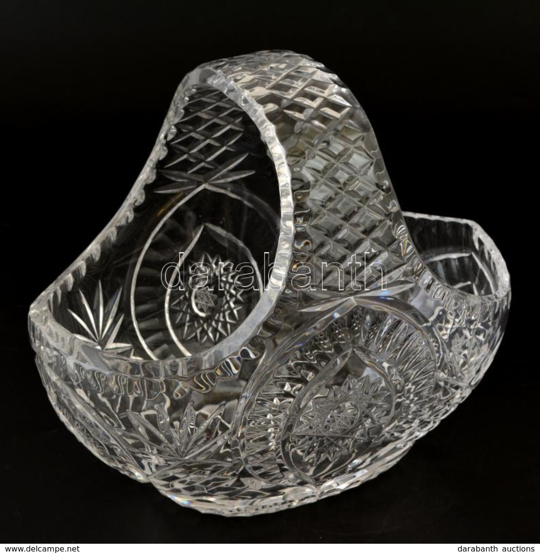 Nagyméretű Kristály Kínáló Kosár. Apró Lepattanással 22 Cm - Glass & Crystal