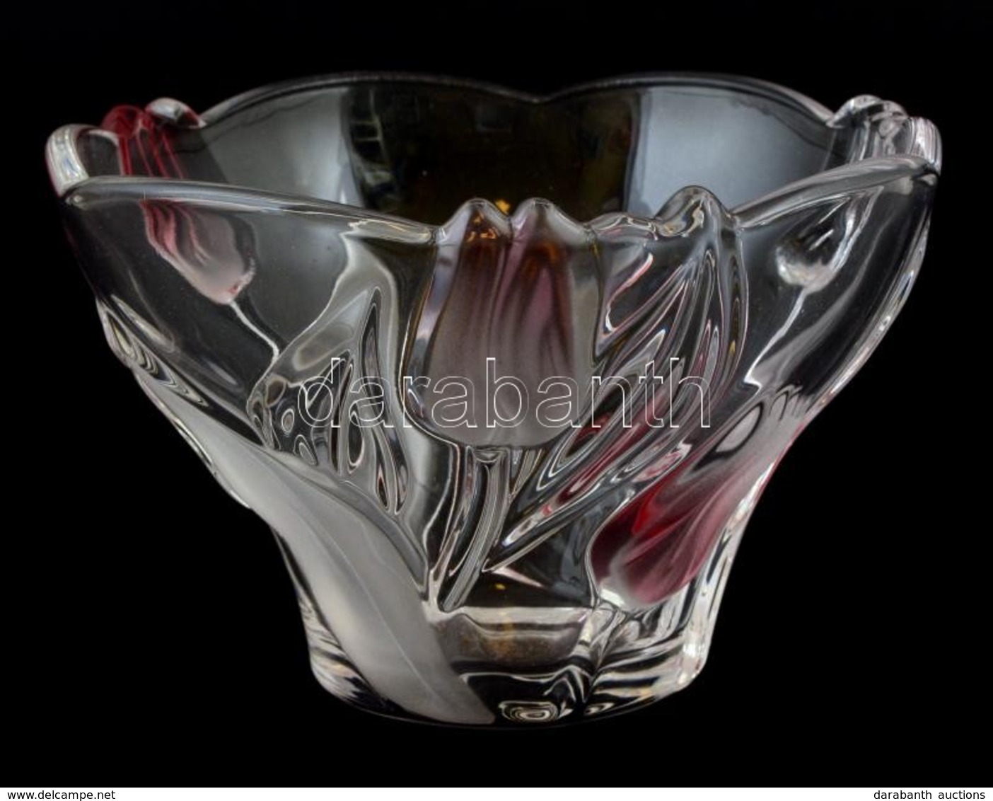 Walther Glass Kínáló, Formába öntött, Maratott, Apró Kopásnyomokkal, Eredeti Dobozában, D: 15 Cm, M:9 Cm - Glass & Crystal