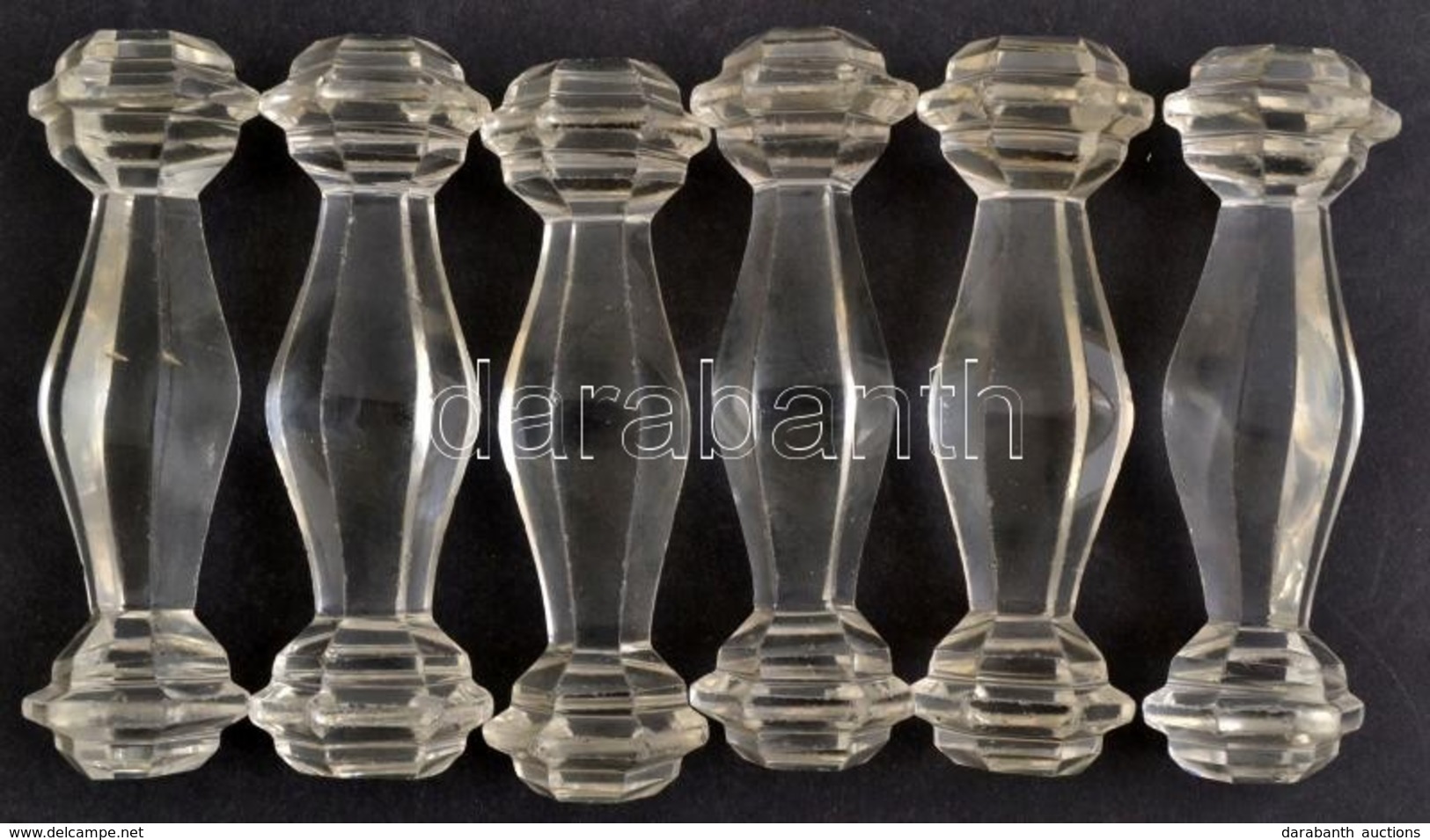 6 Db üveg Késbak, Sérülésekkel, H: 11 Cm - Glas & Kristall