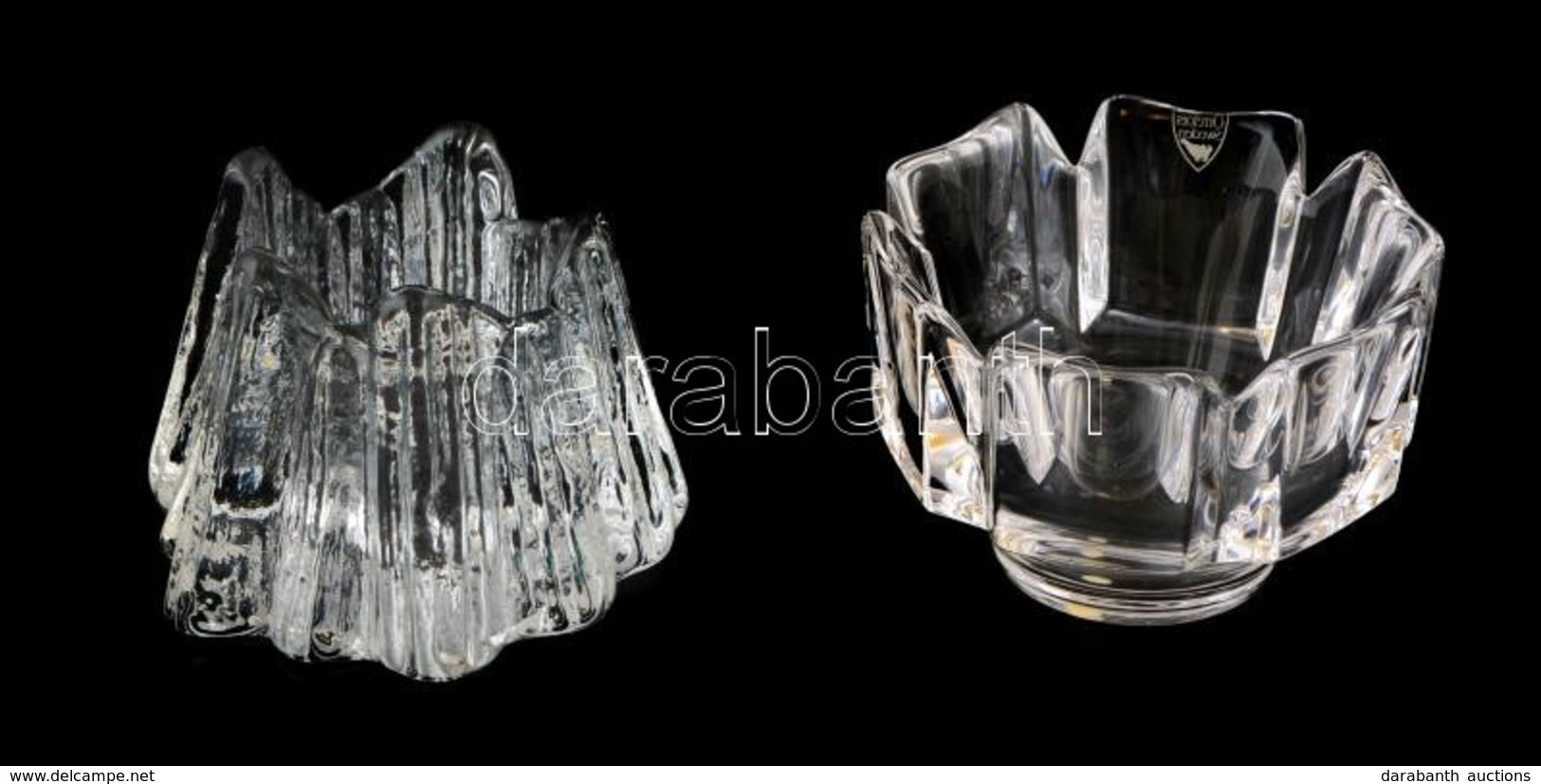 2 Db ólomkrstály Gyertyatartó, Formába öntött, Jelzés Nélkül, Hibátlan, M:8,5 Cm (2×) - Glass & Crystal