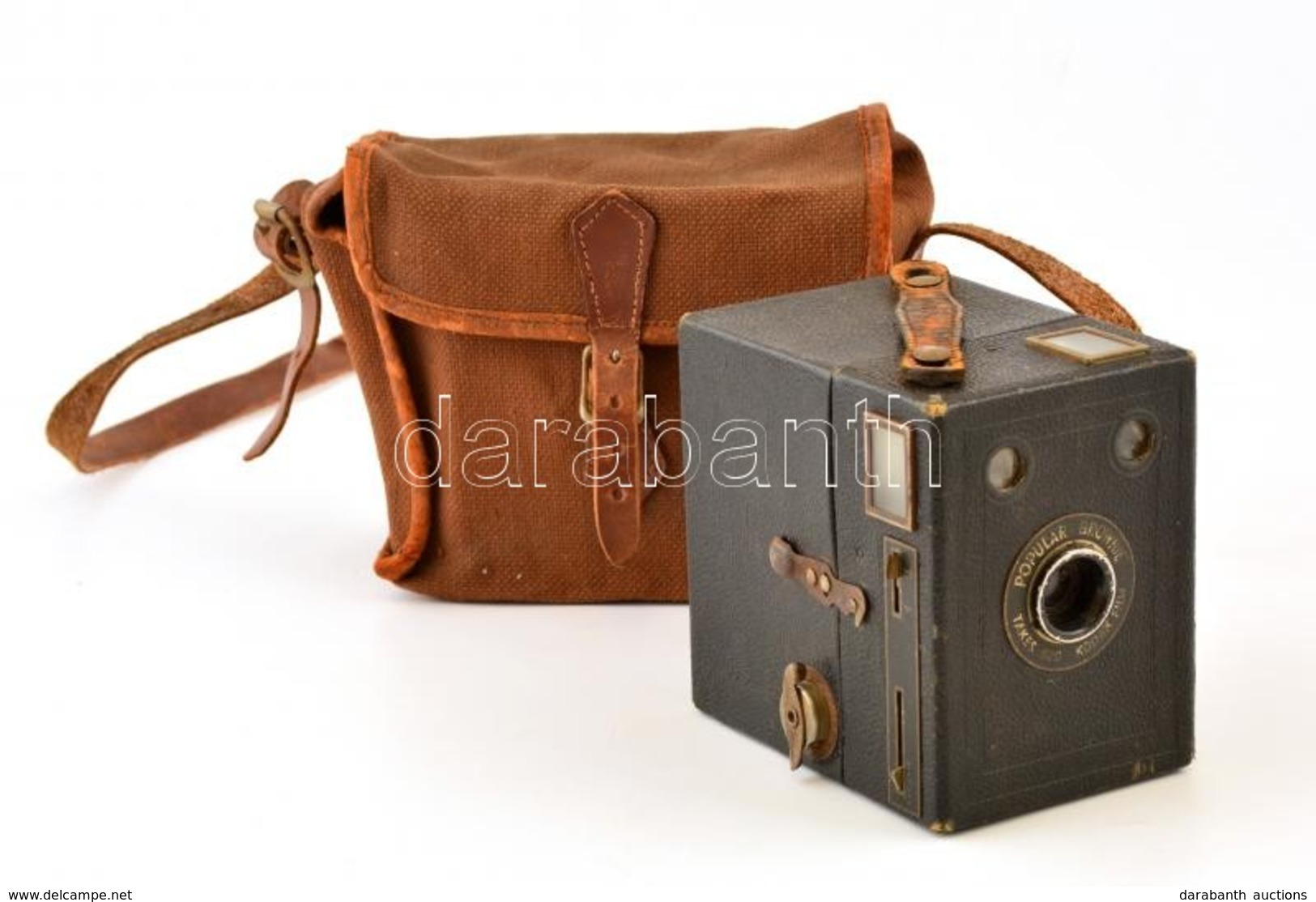 Cca 1937-1938 Kodak Eastman Popular Brownie Box Fényképezőgép, Eredeti Vászon Tokjában, Működőképes, Jó állapotban / Vin - Cámaras Fotográficas