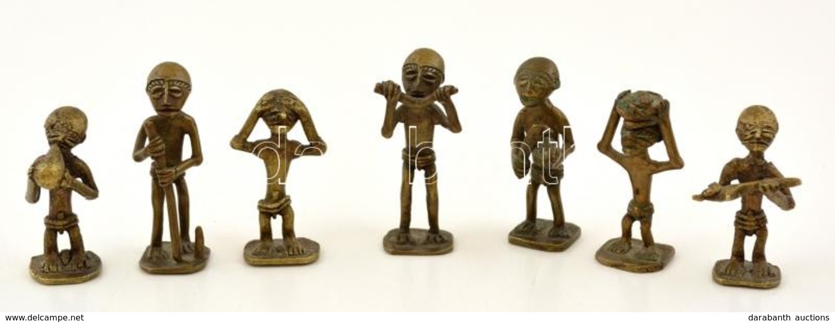Bronz Afrikai Figura, 7 Db,  M: 5 és 6 Cm - Sonstige & Ohne Zuordnung