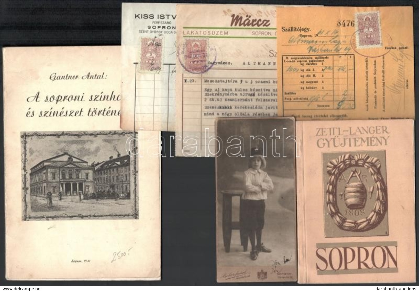 Cca 1883-1941 Vegyes Soproni Papírrégiség Tétel (fotók, Számlák, újságok, Stb.), 11 Db - Ohne Zuordnung