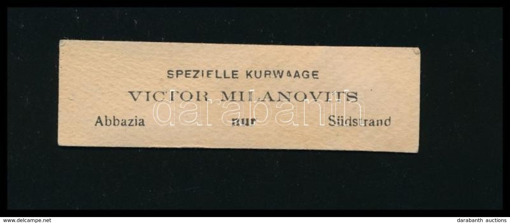 1908 Mérlegjegy Az Abbáziai Victor Milanovits Strand Mérlegéből, Szép állapotban - Ohne Zuordnung