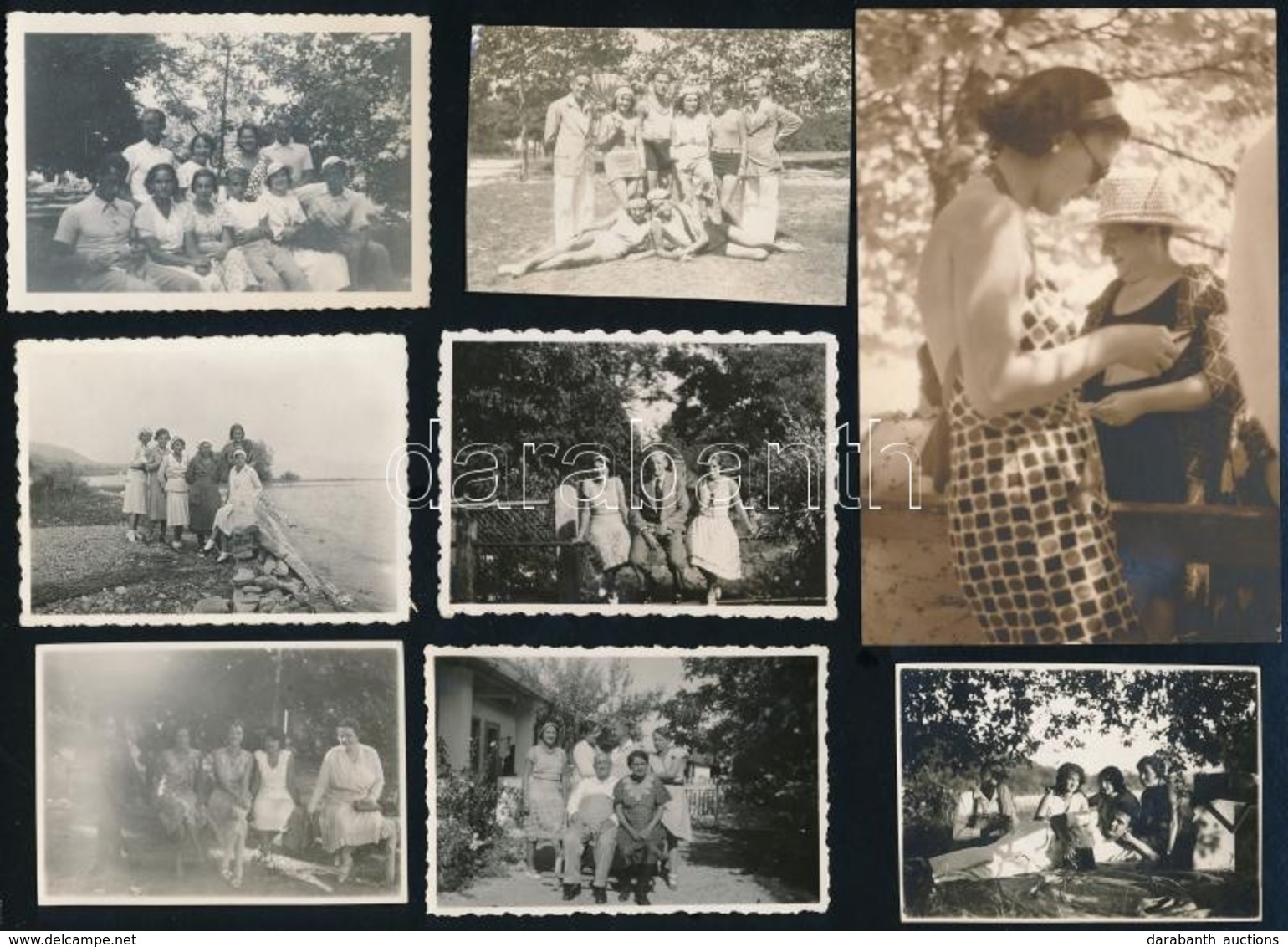 1930 Balatongyörök Felirattal, 13 Db Vintage Emlékkép, 13,5x8,8 Cm és 5,6x8 Cm Között - Other & Unclassified