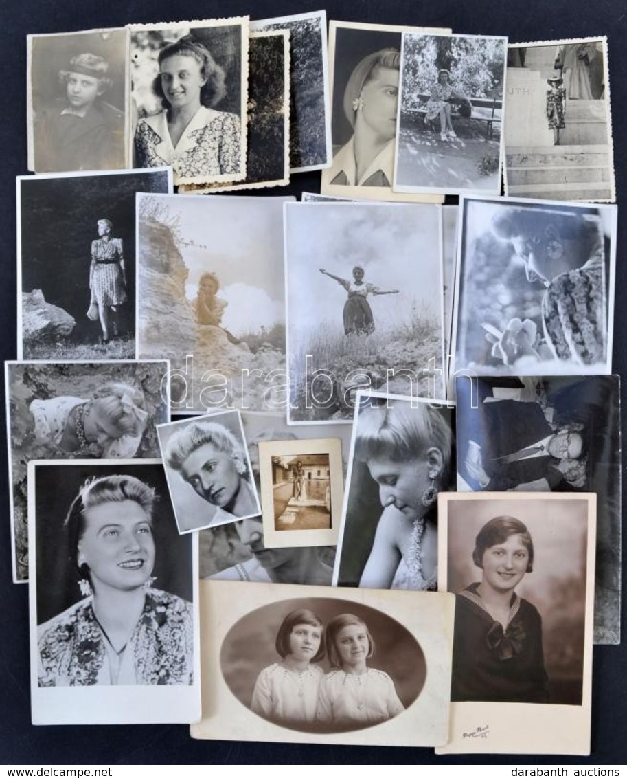 Cca 1930-1970 Egy Hölgy évtizedei, 21 Db Portré Fotó, 13x8 Cm és 5x4 Cm Közötti Méretben - Other & Unclassified