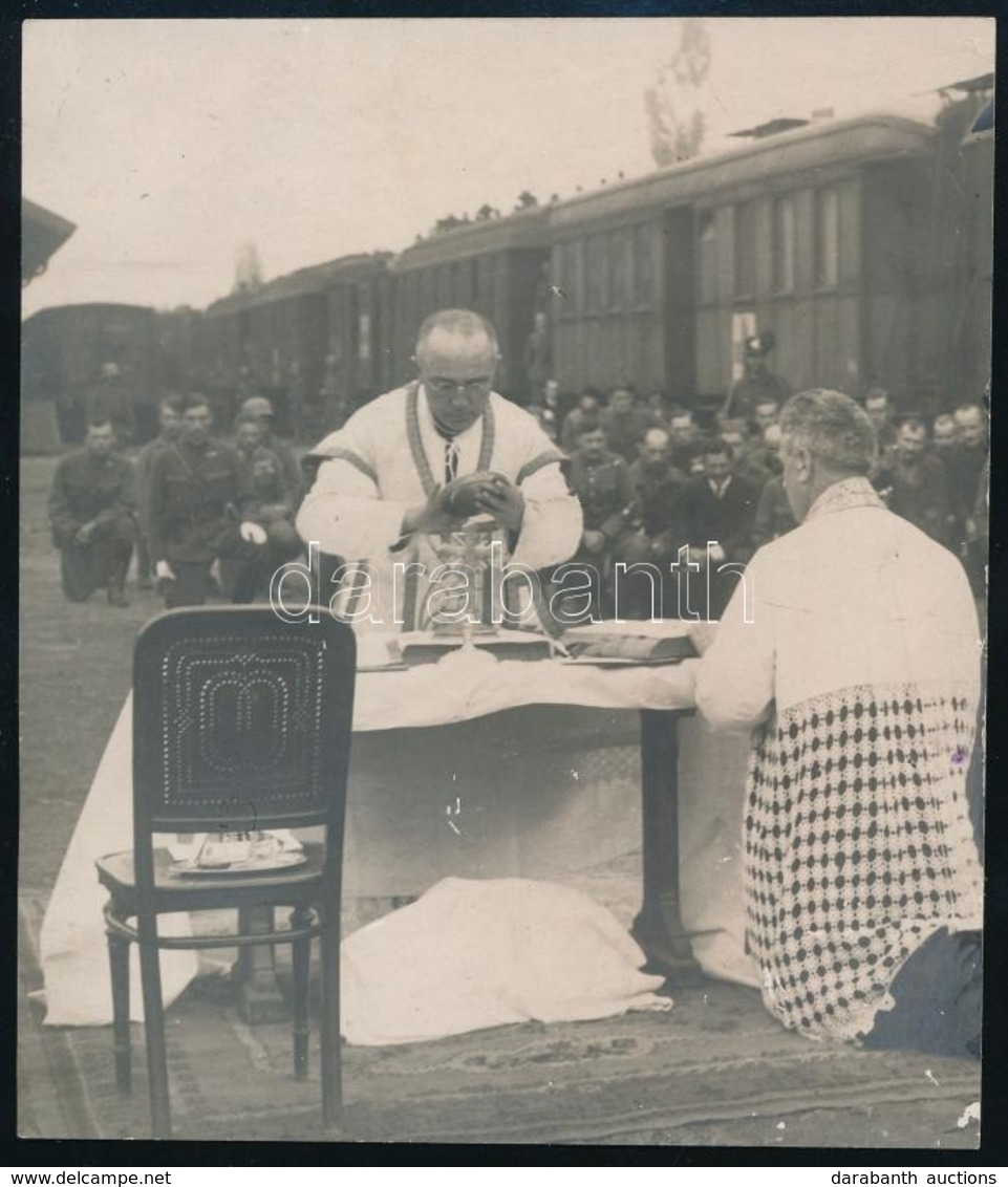 1921 Mise Celebrálása A Biatorbágyi Vasútállomáson IV. Károly Király Visszatérési Kísérlete Idején, 13×11 Cm - Other & Unclassified