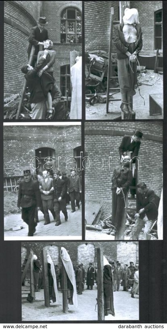 1945 Budapest, Háborús Bűnösök Nyilvános Kivégzése, 5 Db Mai Nagyítás Régi Negatívokról, 15x10 Cm - Otros & Sin Clasificación