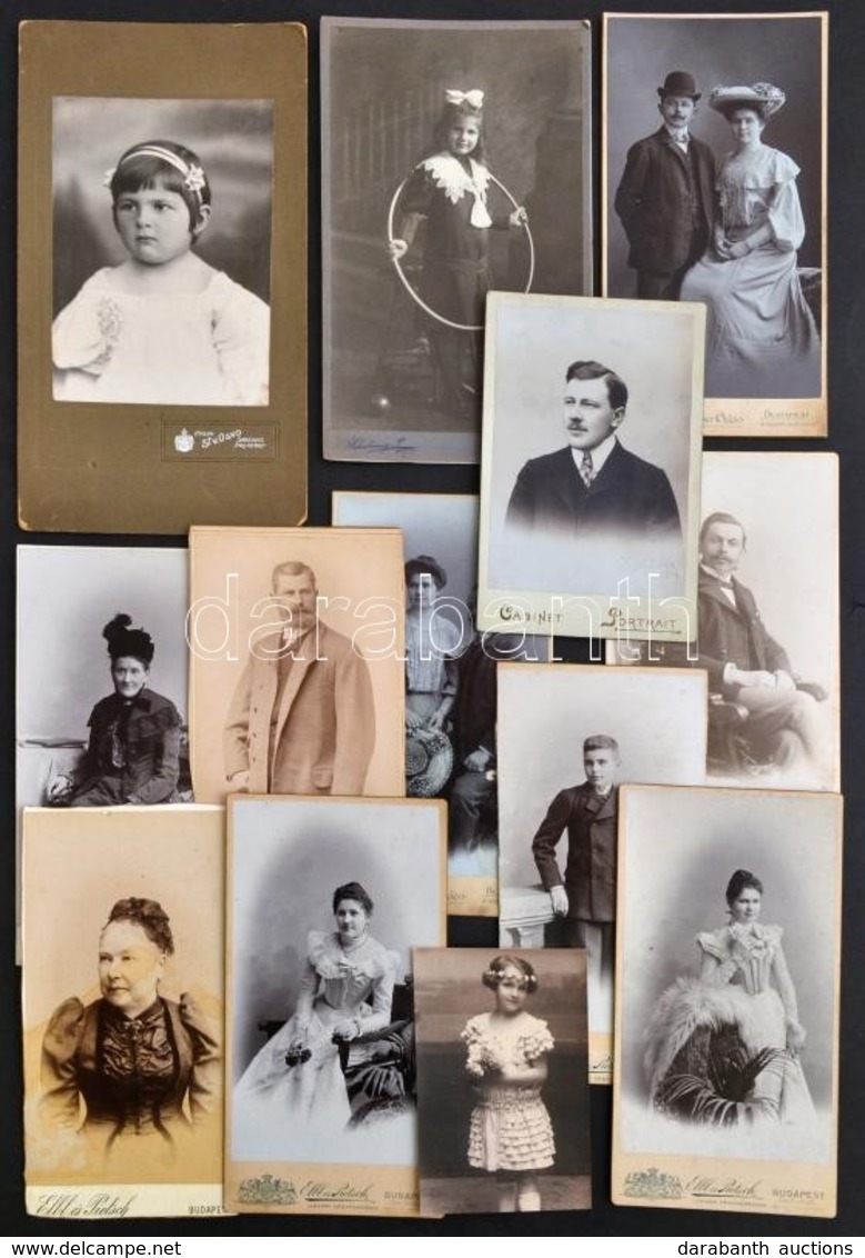 Cca 1910-1920 Régi Idők Portréi, 13 Db Nagyrészt Keményhátú Fotó Különféle Műtermekből (Elbl és Pietsch, Strelisky, Uher - Other & Unclassified