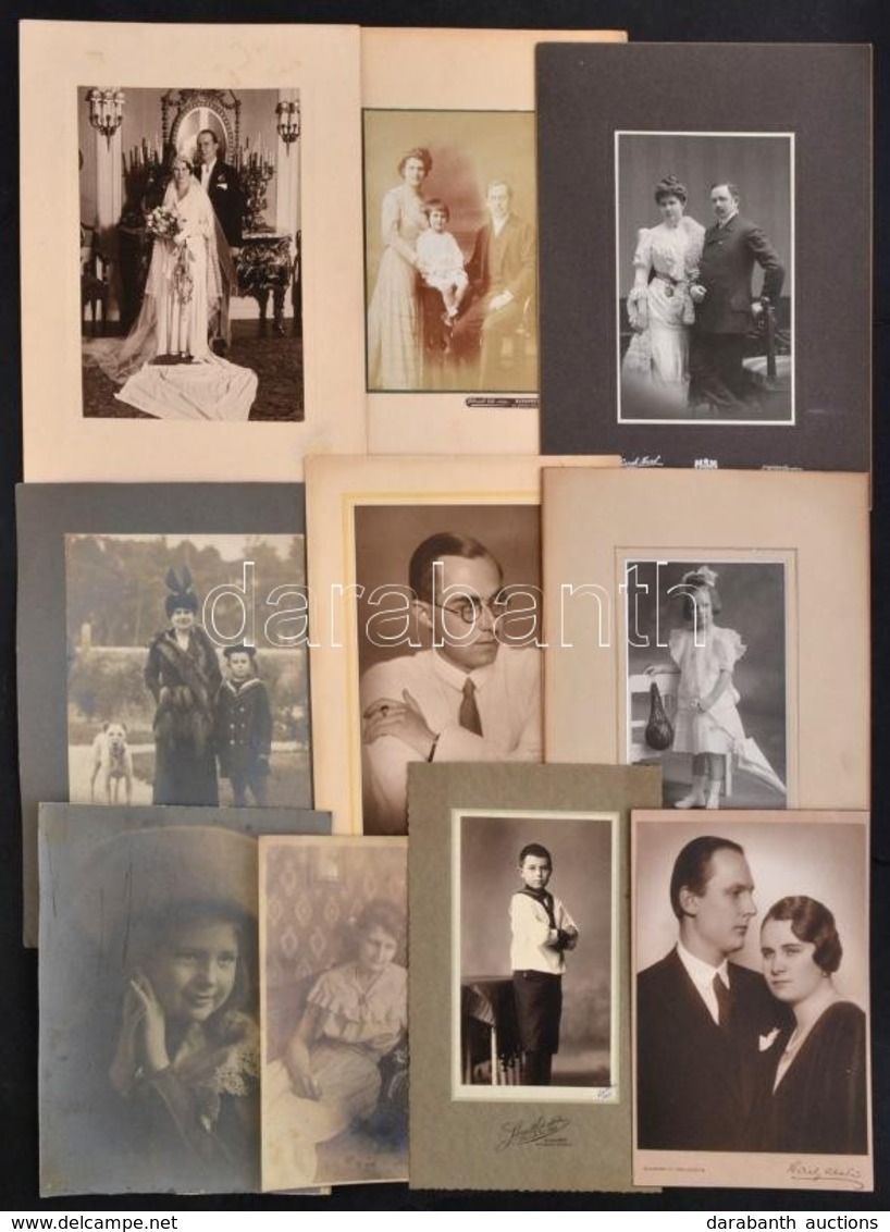 Cca 1910-1940 Régi Idők Portréi, 10 Db Különféle Nagyméretű Portréfotó, Különböző Méretben - Otros & Sin Clasificación